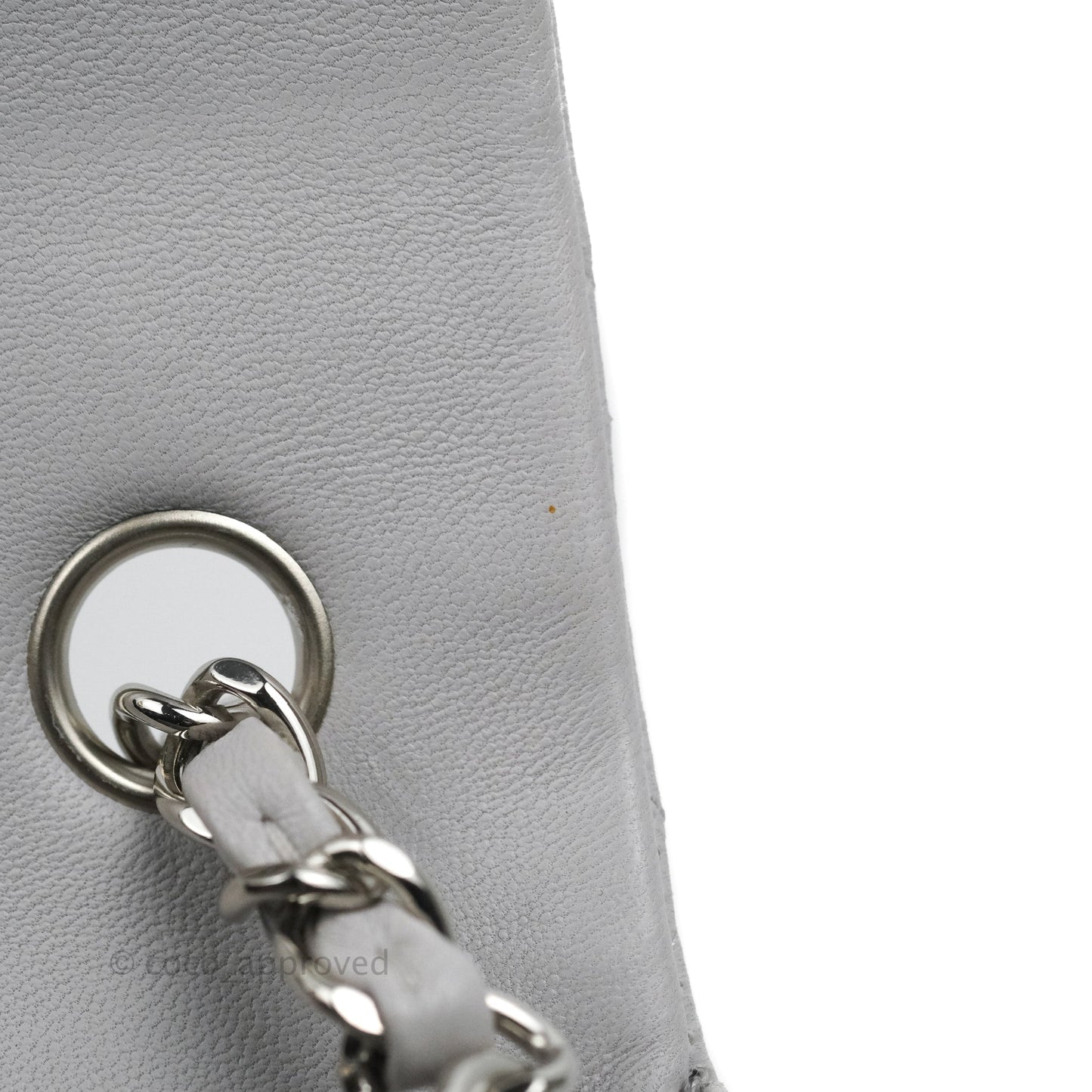 Chanel Quilted Mini Rectangular Flap Light Grey Lambskin Silver Hardware