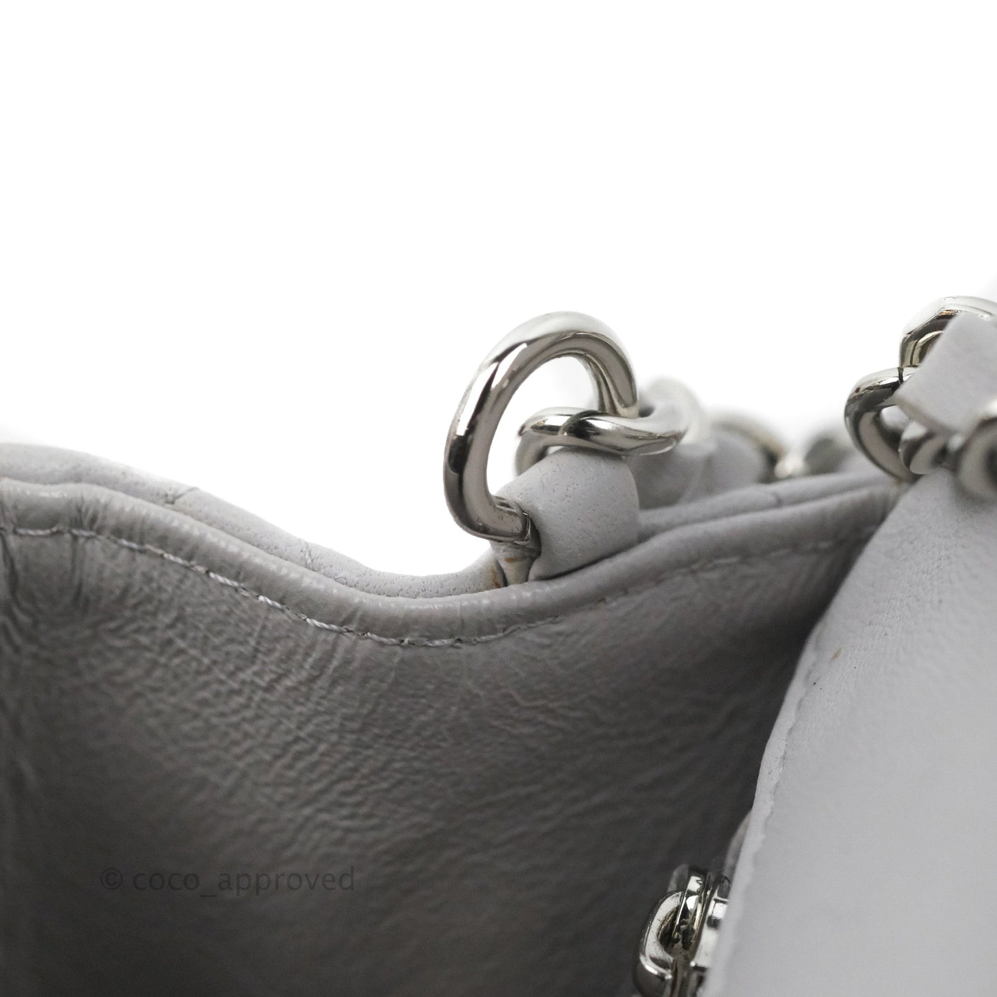 Chanel Quilted Mini Rectangular Flap Light Grey Lambskin Silver Hardware