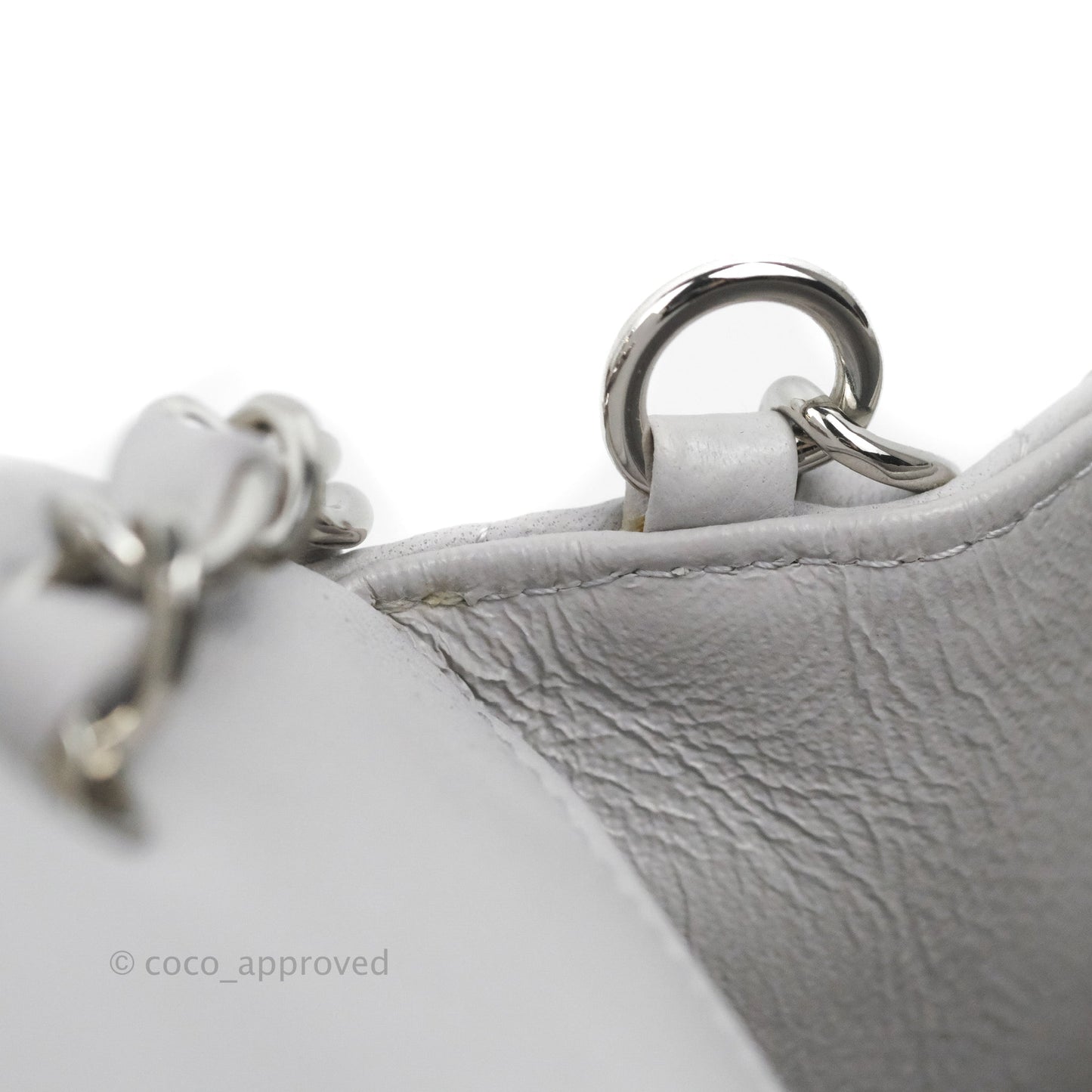 Chanel Quilted Mini Rectangular Flap Light Grey Lambskin Silver Hardware