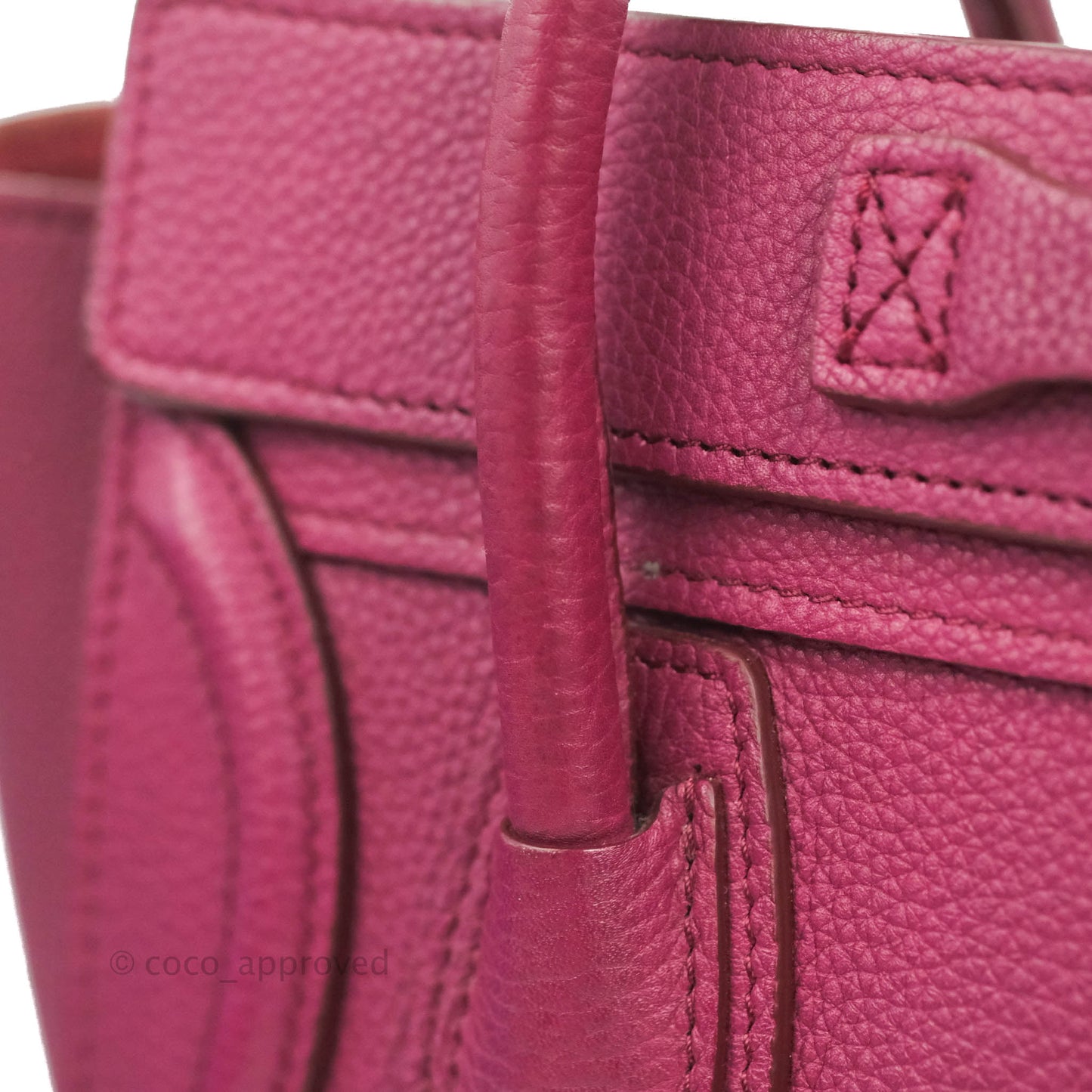 Celine Nano Luggage Plum Drummed Calfskin