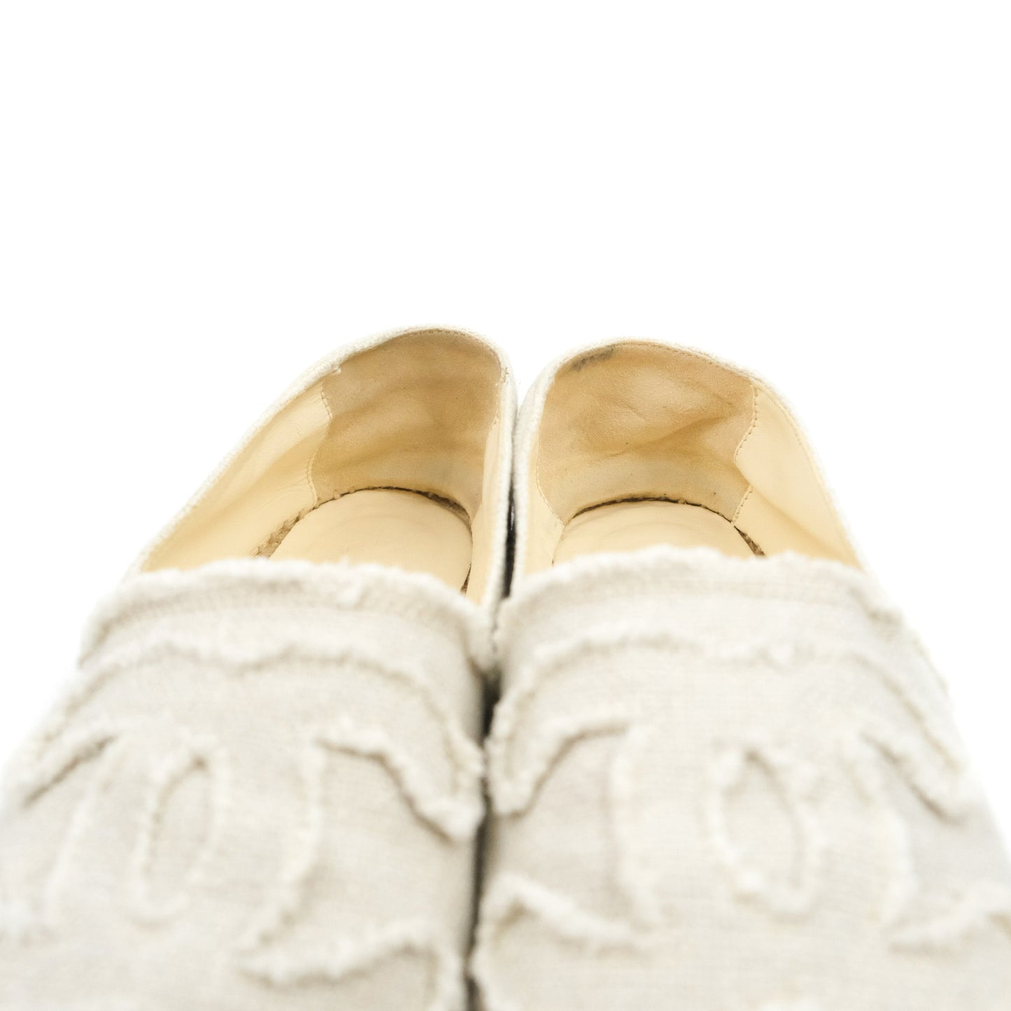 Chanel CC Espadrilles Black Beige Fabric Size 37
