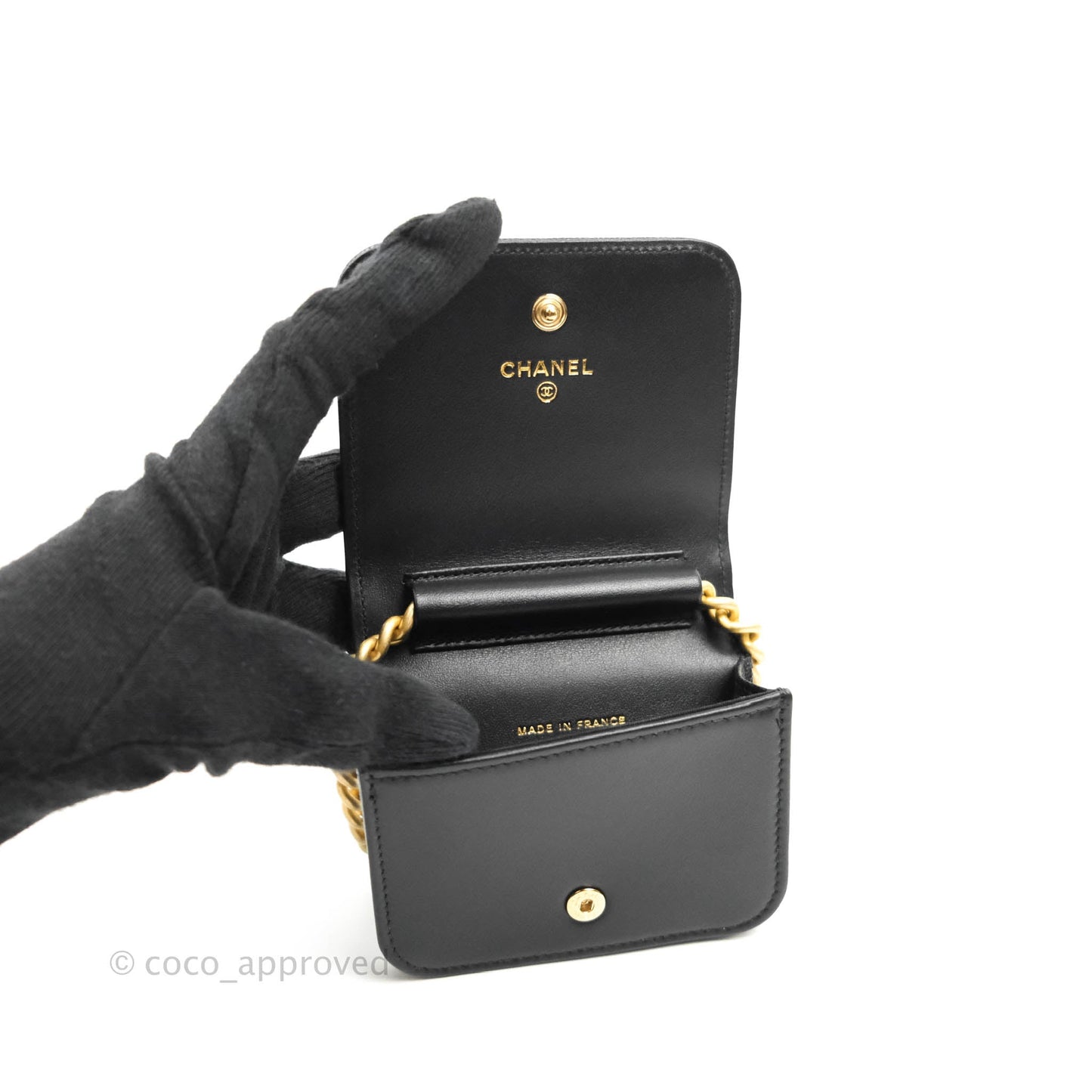 Chanel Chevron Boy Belt Bag Black Caviar Aged Gold Hardware