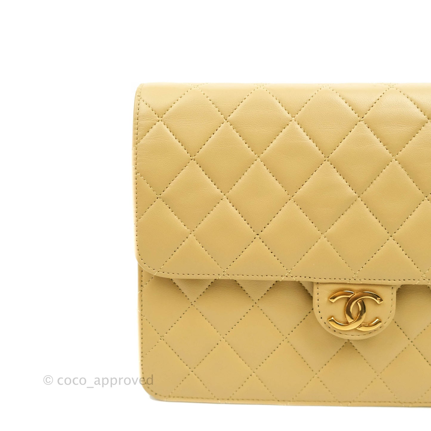 Chanel Vintage Single Flap Beige Lambskin 24K Gold Hardware