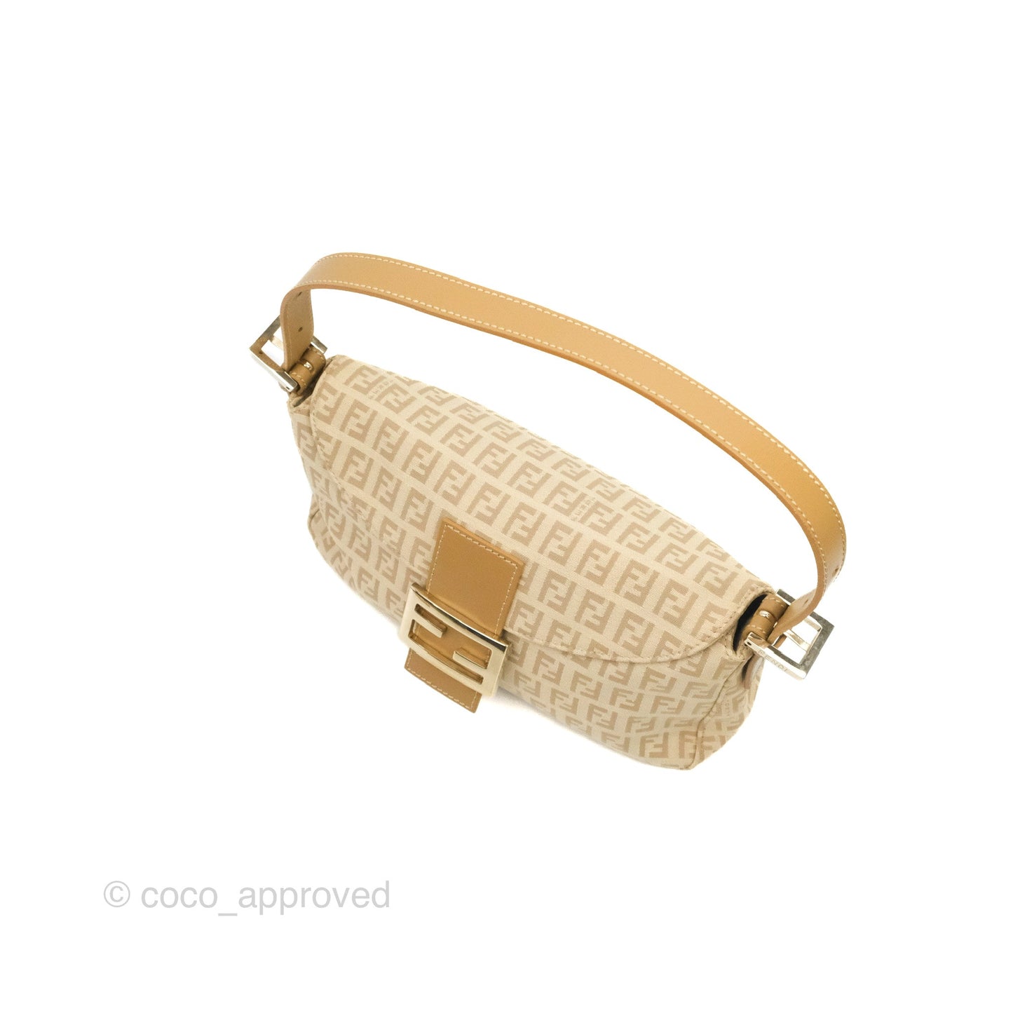 Fendi Vintage Baguette Shoulder Bag Beige Zucchino Canvas