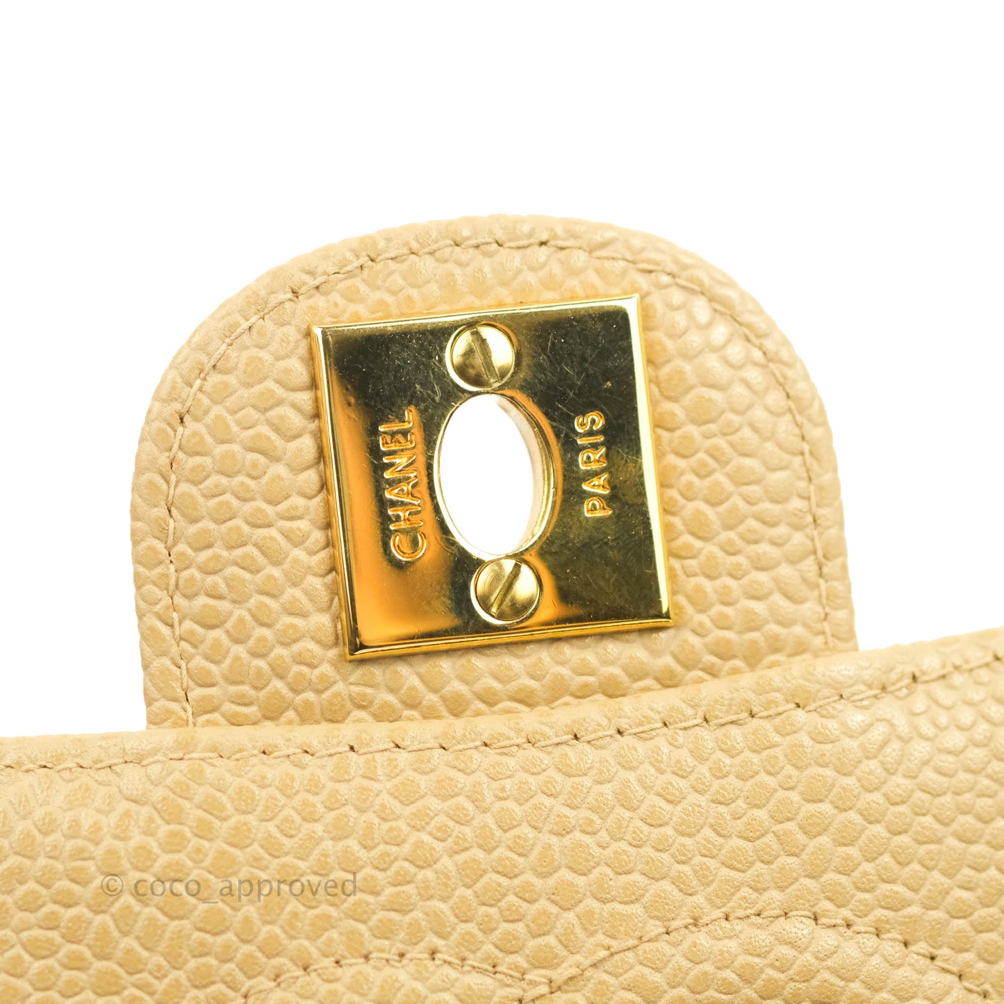 Chanel Vintage Quilted Mini Square Dark Beige Caviar 24K Gold Hardware