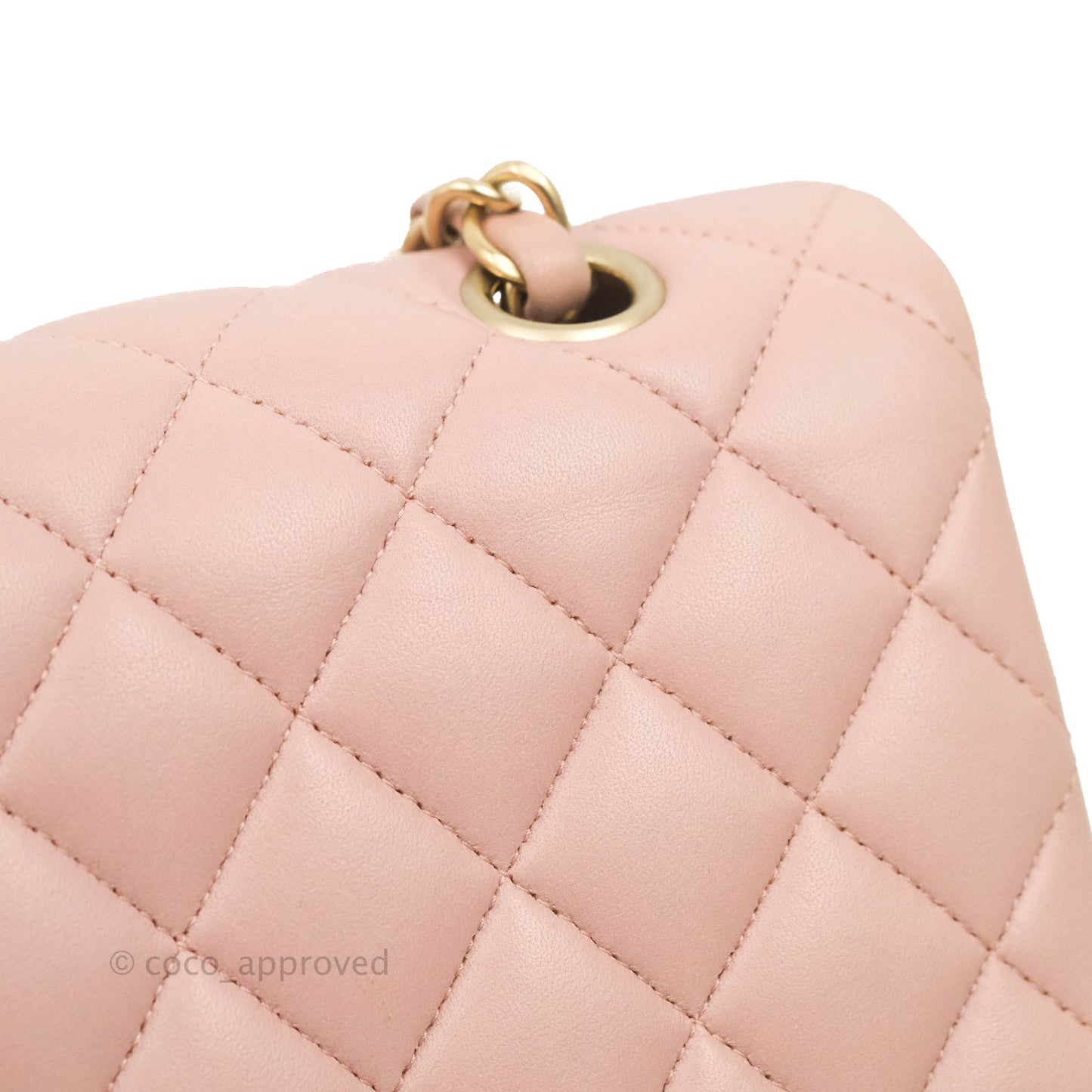 Chanel Classic M/L Medium Flap Quilted Light Pink Lambskin Matte Gold Hardware