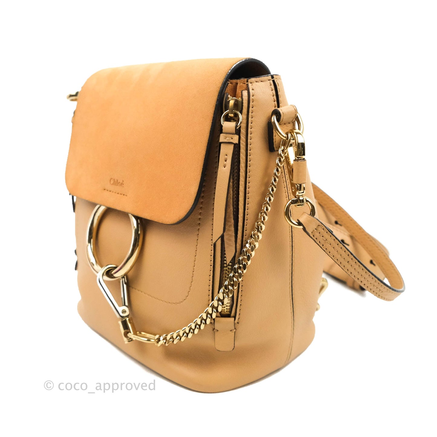 Chloe Small Faye Backpack Suede Calfskin Gold Hardware Blush Nude