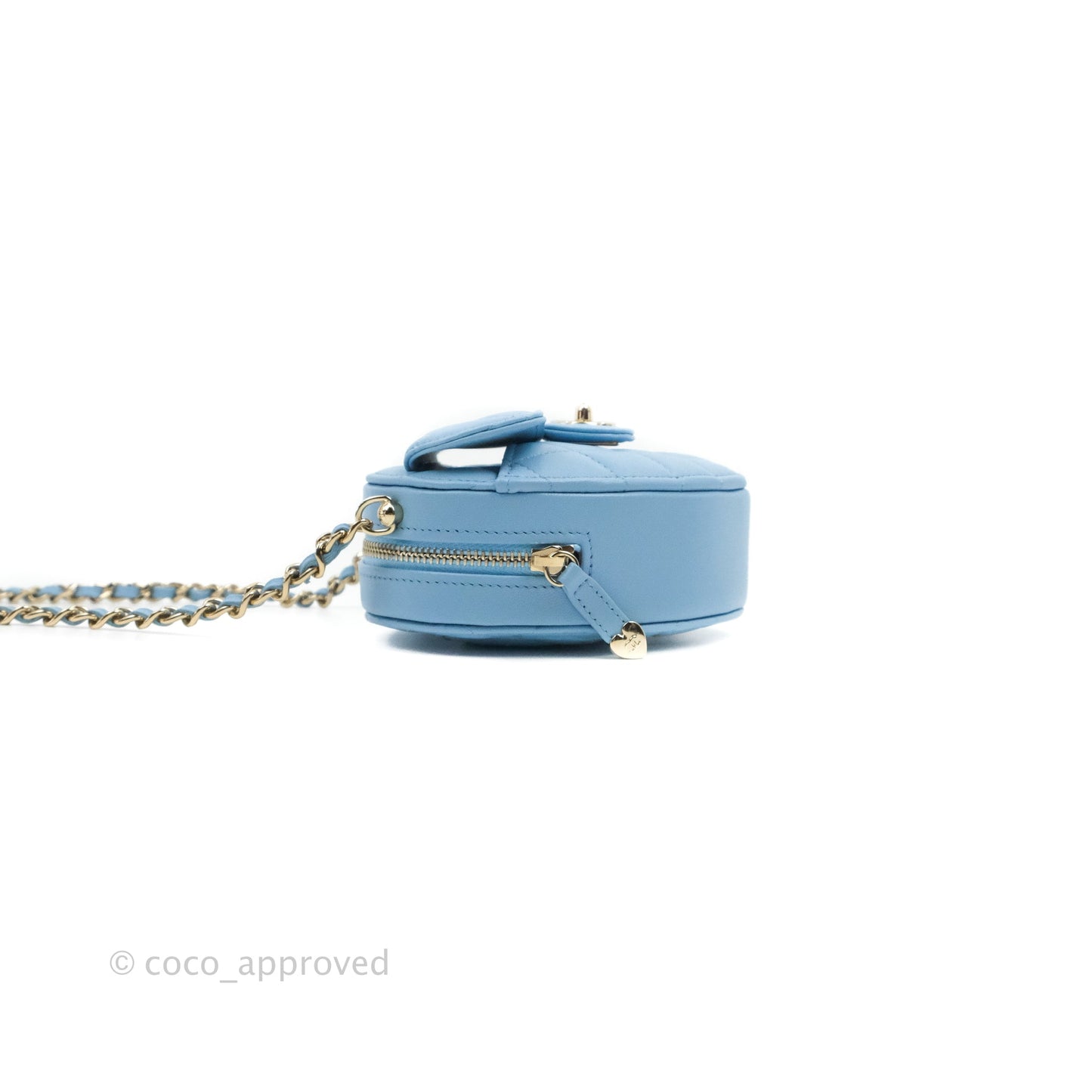 Chanel Small Heart Bag Blue Lambskin Gold Hardware 22S