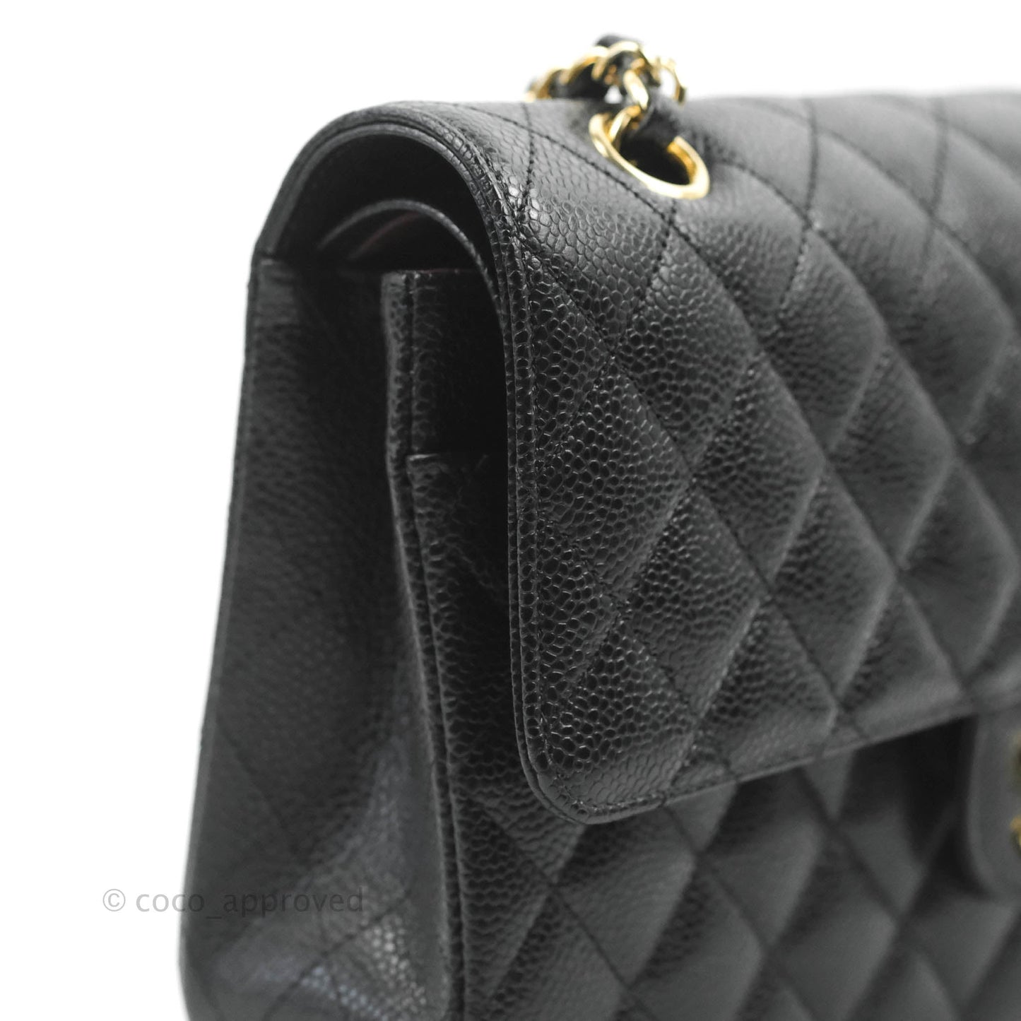 Chanel Classic M/L Medium Double Flap Black Caviar Gold Hardware