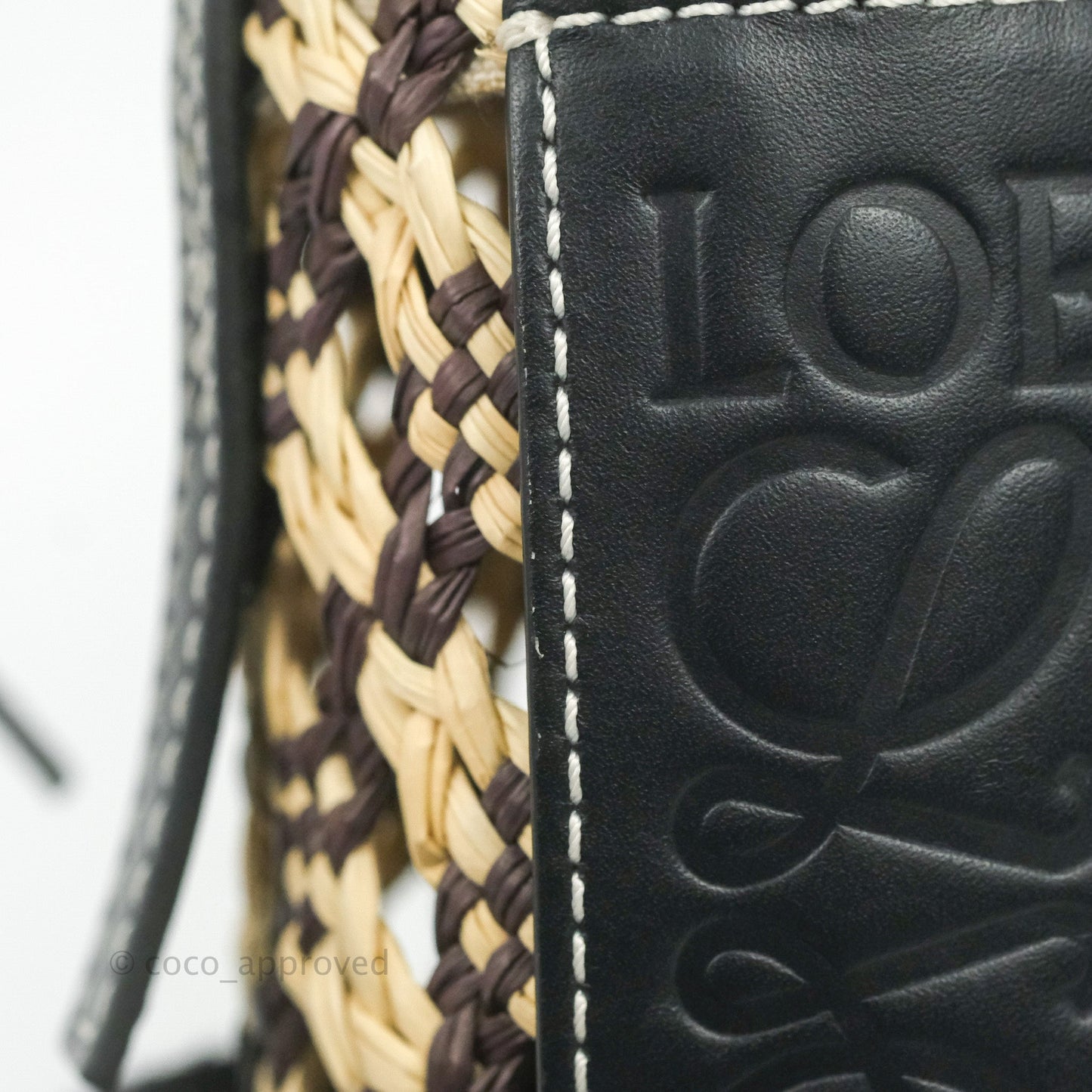 Loewe Cylinder Pocket In Raffia and Calfskin