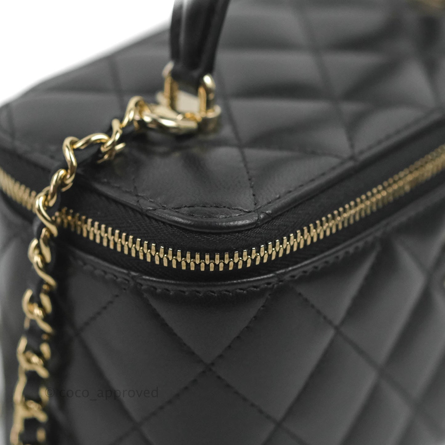 Chanel Vanity Rectangular Top Handle Black Lambskin Gold Hardware
