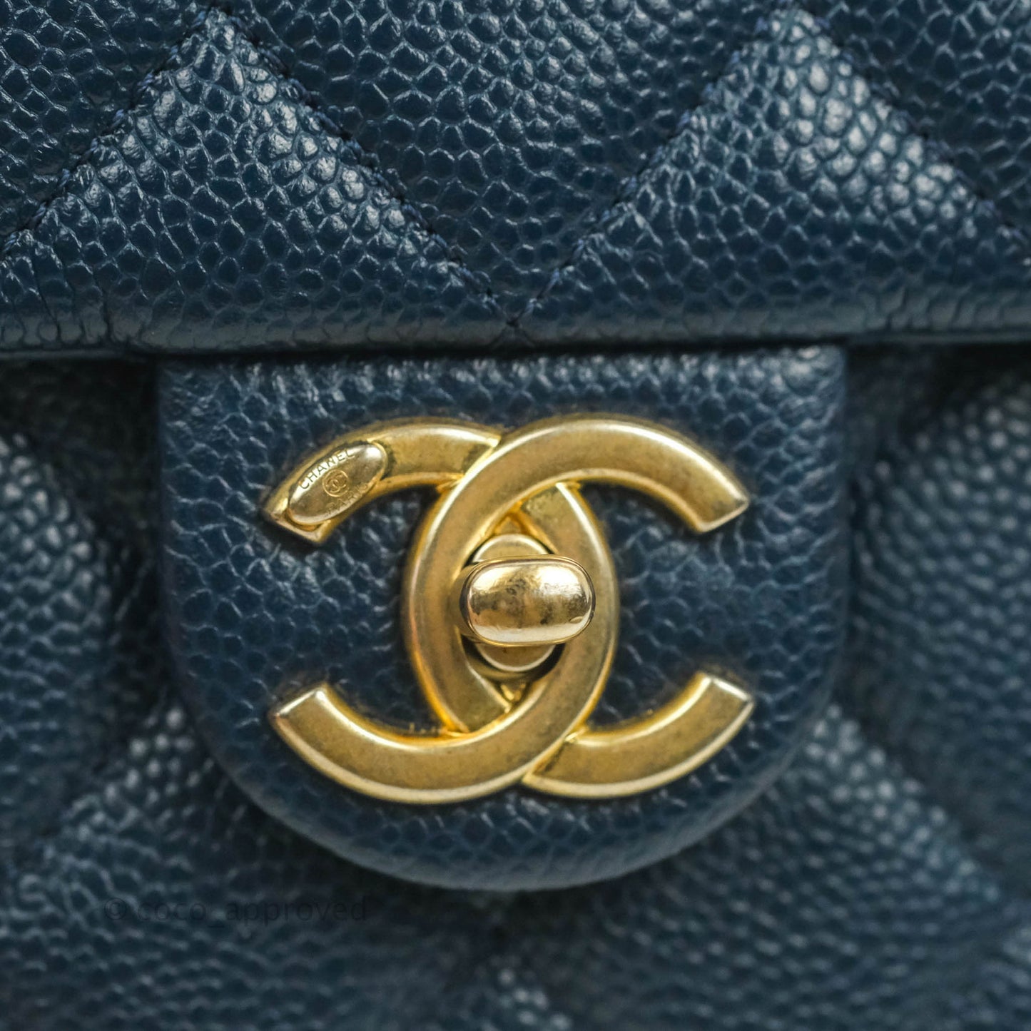 Chanel Mini Flap Bag Coin Charm Soul Chain Navy Caviar Aged Gold Hardware 21A