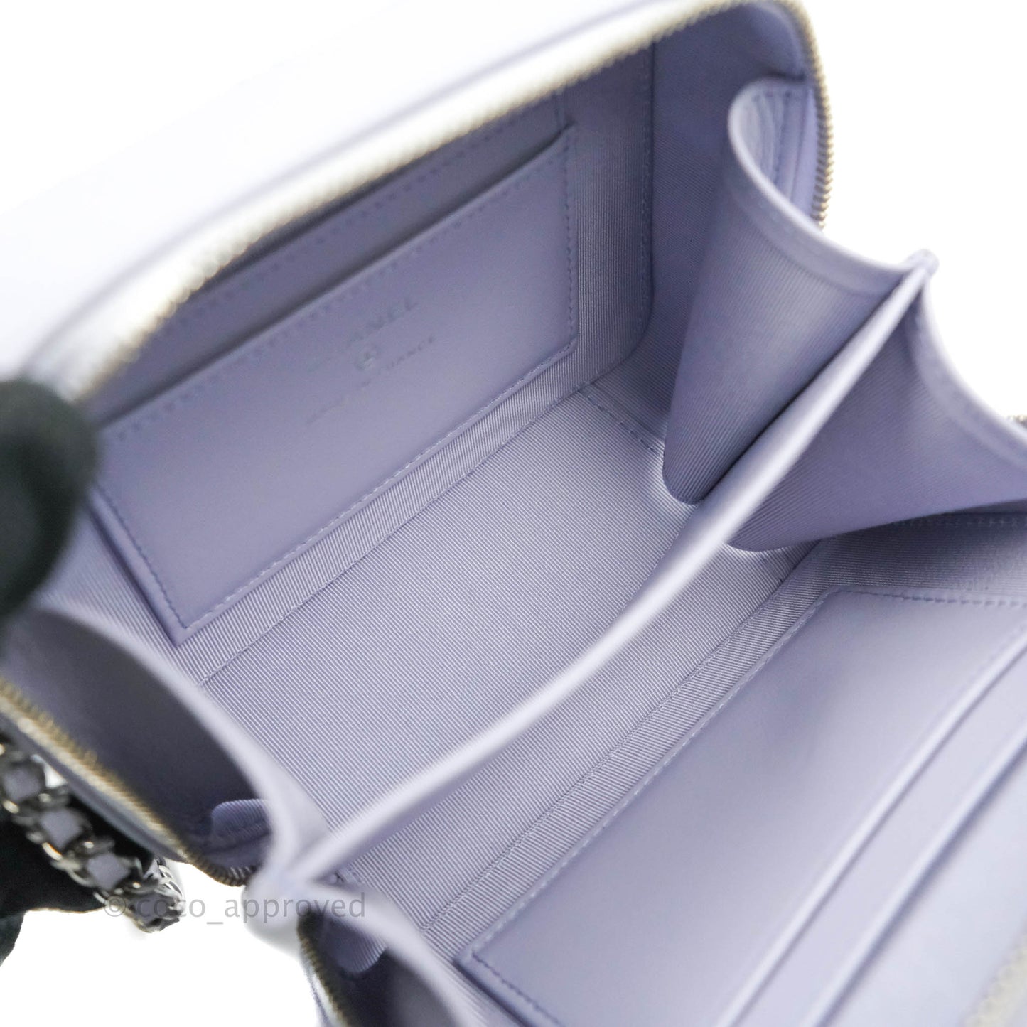 Chanel Quilted Camera Bag Lilac Caviar Silver Hardware