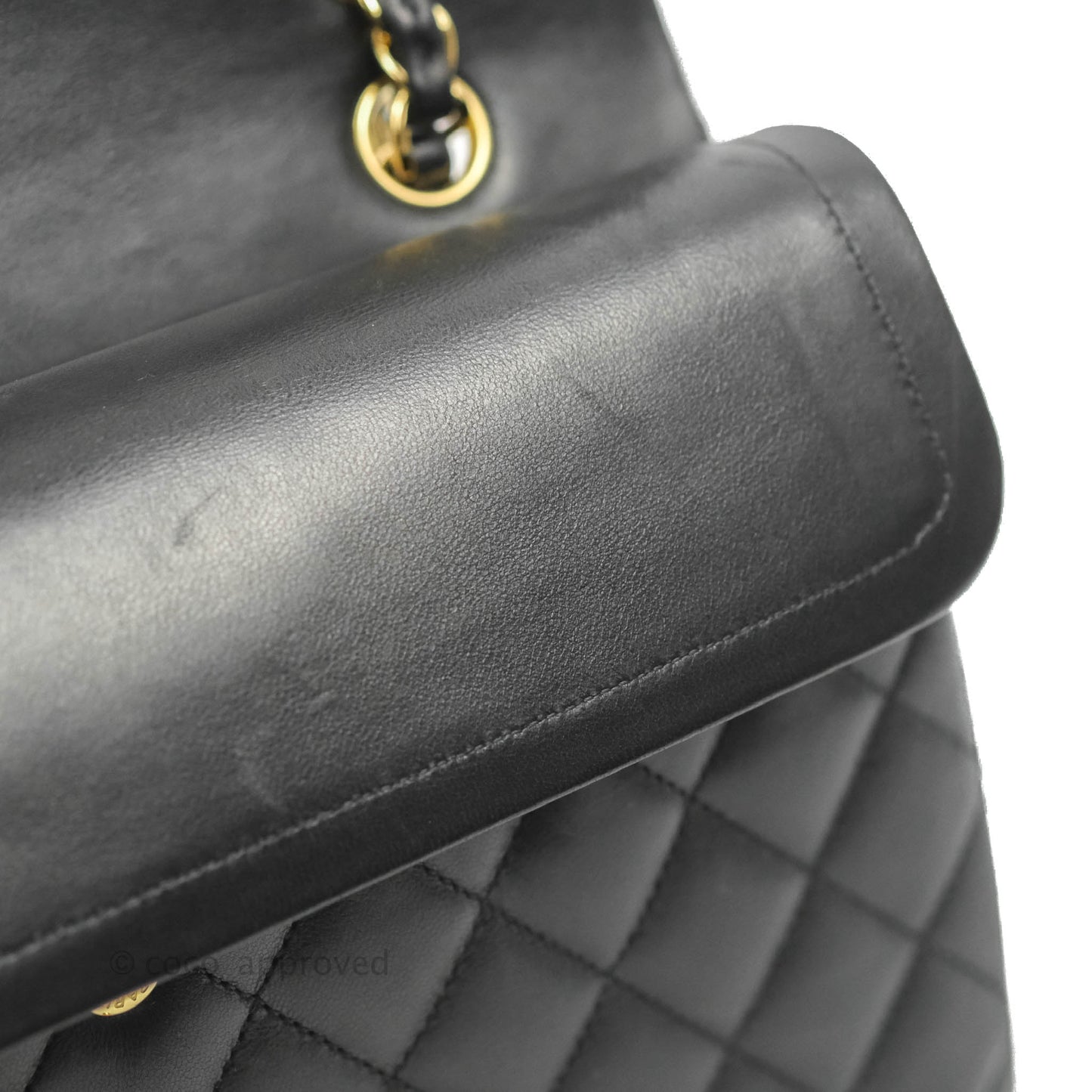 Chanel Classic M/L Medium Flap Quilted Black Lambskin Gold Hardware
