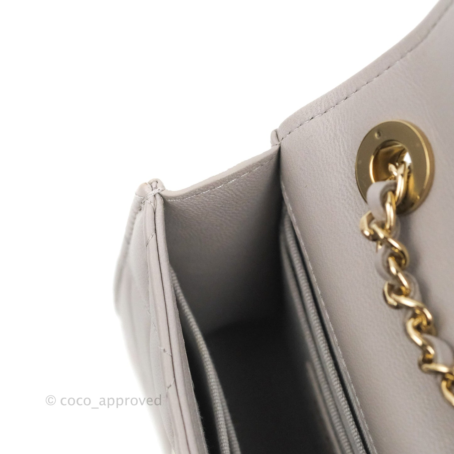 Chanel Mini Quilted Trendy CC Clutch With Chain Grey Lambskin Gold Hardware