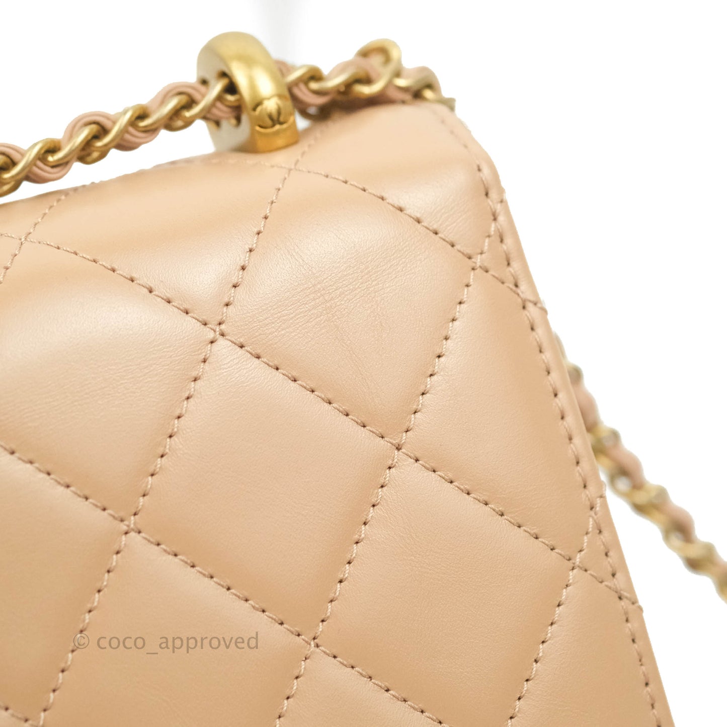 Chanel Quilted Perfect Fit Adjustable Beige Calfskin Gold Hardware 21A