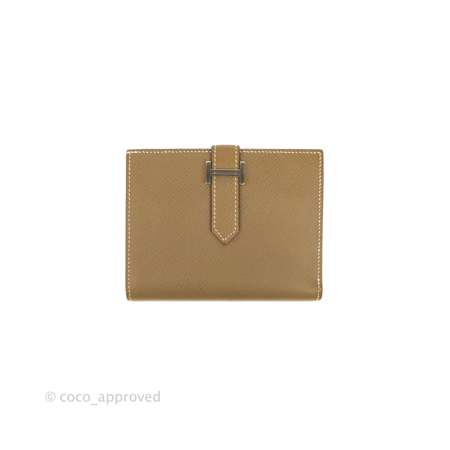 Hermes Bearn Compact Wallet Etoupe Epsom Palladium Hardware