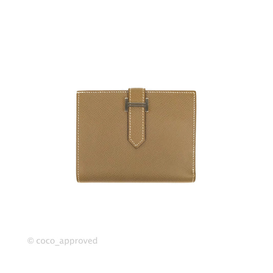 Hermes Bearn Compact Wallet Etoupe Epsom Palladium Hardware