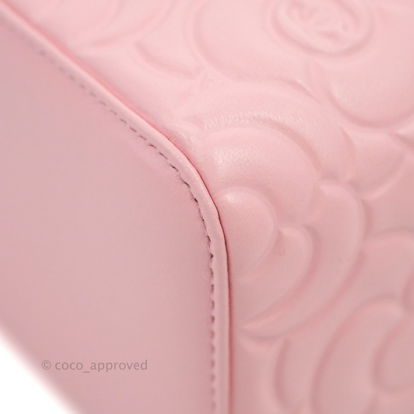 Chanel Vanity with Chain Camellia Embossed Pink Calfskin Gold Hardware
