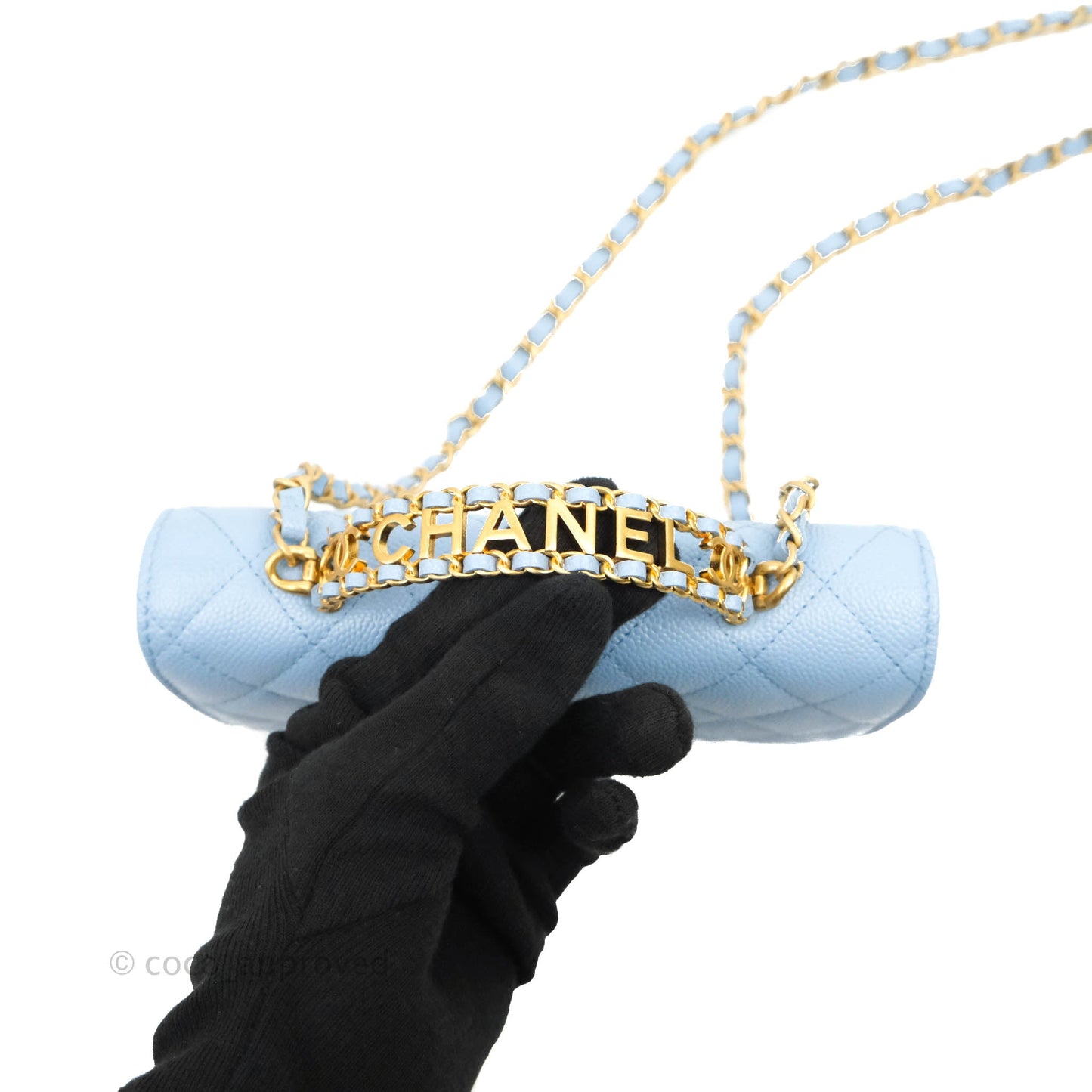 Chanel Top Handle Pick Me Up Wallet On Chain WOC Blue Caviar Gold Hardware 22S