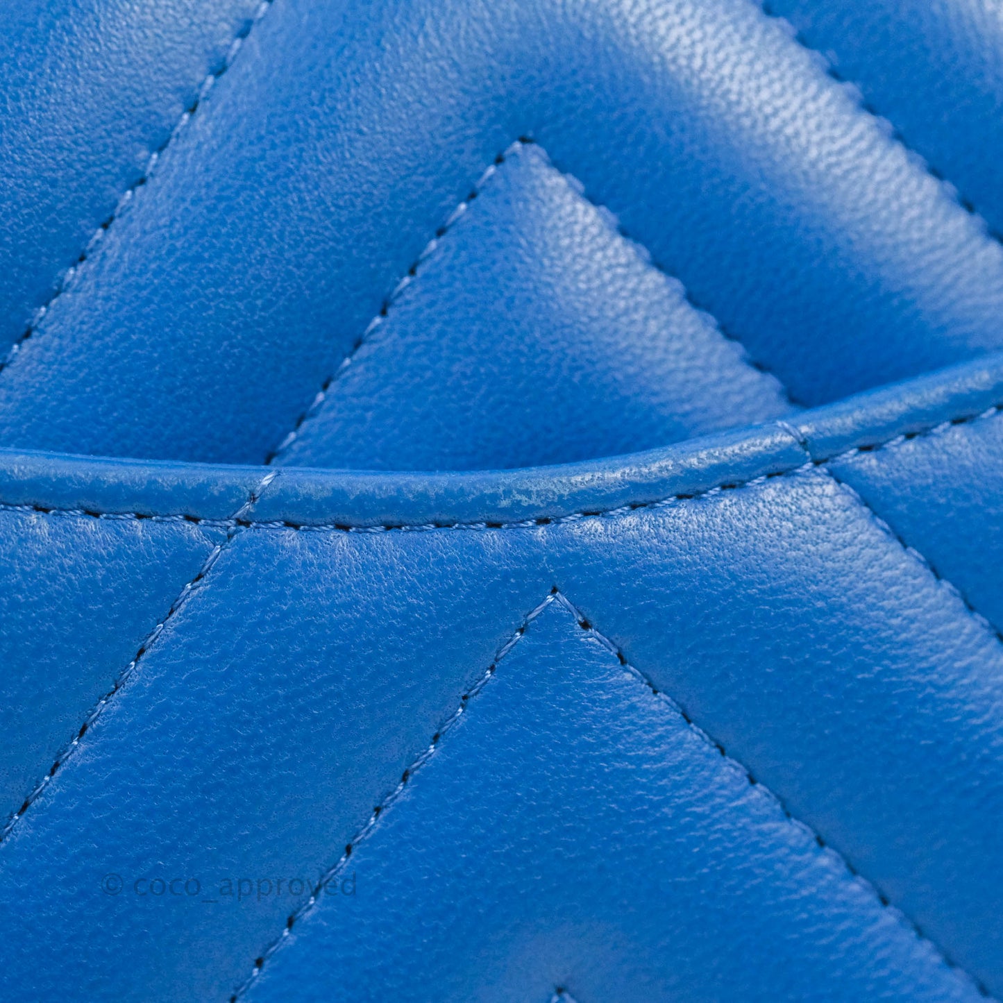 Chanel Classic Chevron S/M Small Double Flap Blue Lambskin Gold Hardware
