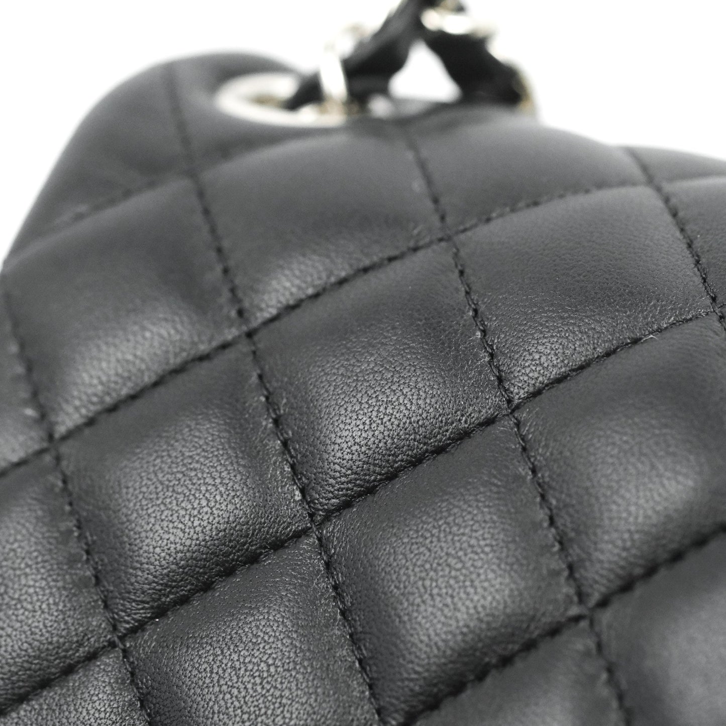 Chanel Mini Square Black Lambskin Silver Hardware