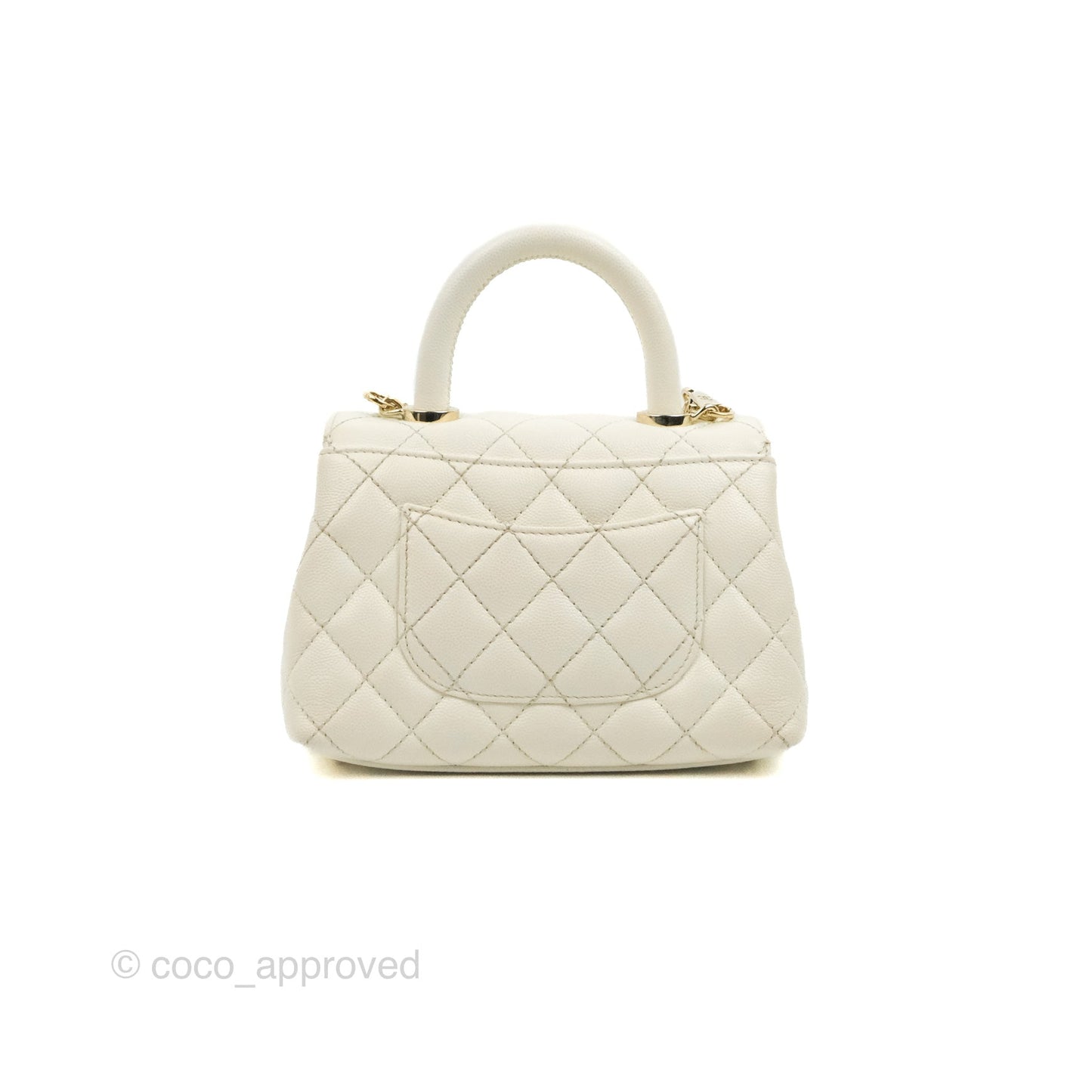 Chanel Mini Coco Handle Quilted Ivory Caviar Gold Hardware