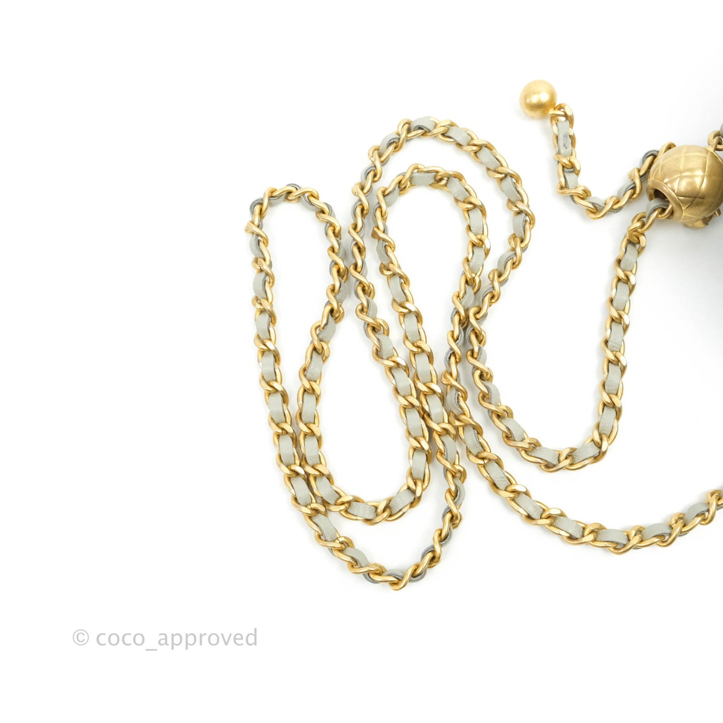 Chanel Quilted Round Pearl Crush Clutch With Chain Grey Lambskin Aged Gold Hardware