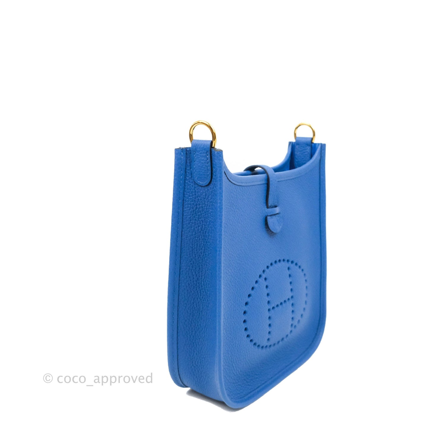 Hermès Clemence Mini Evelyne Blue Hydra Gold Hardware