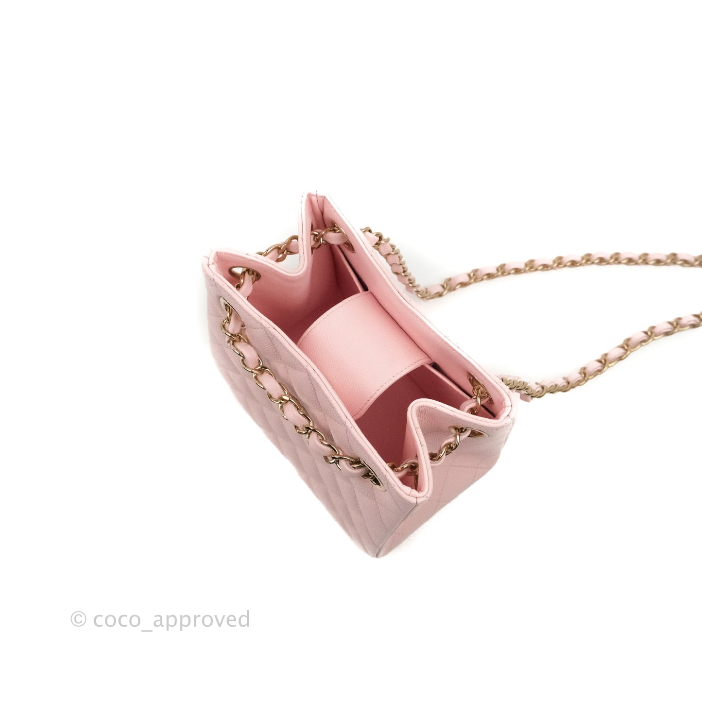 Chanel Quilted Mini Bucket Bag Light Pink Caviar Gold Hardware