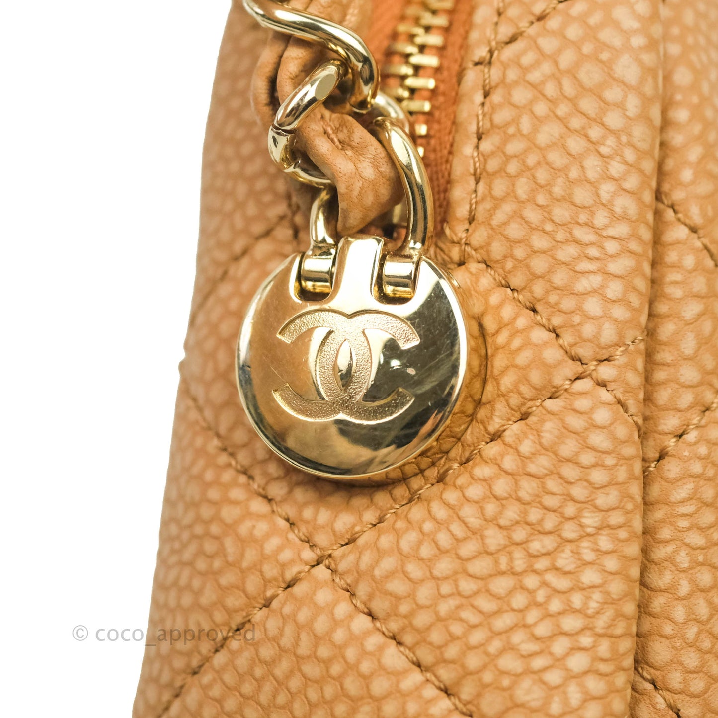 Chanel Camera Bag Caramel Dark Beige Caviar Gold Hardware