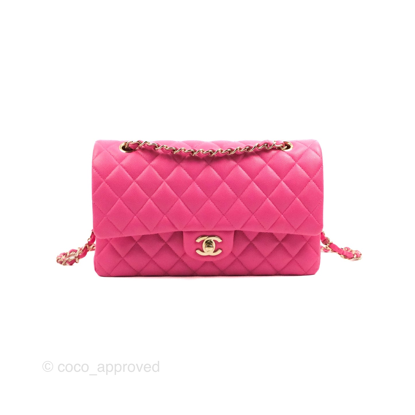 Chanel Classic Quilted M/L Medium Flap Pink Caviar Gold Hardware