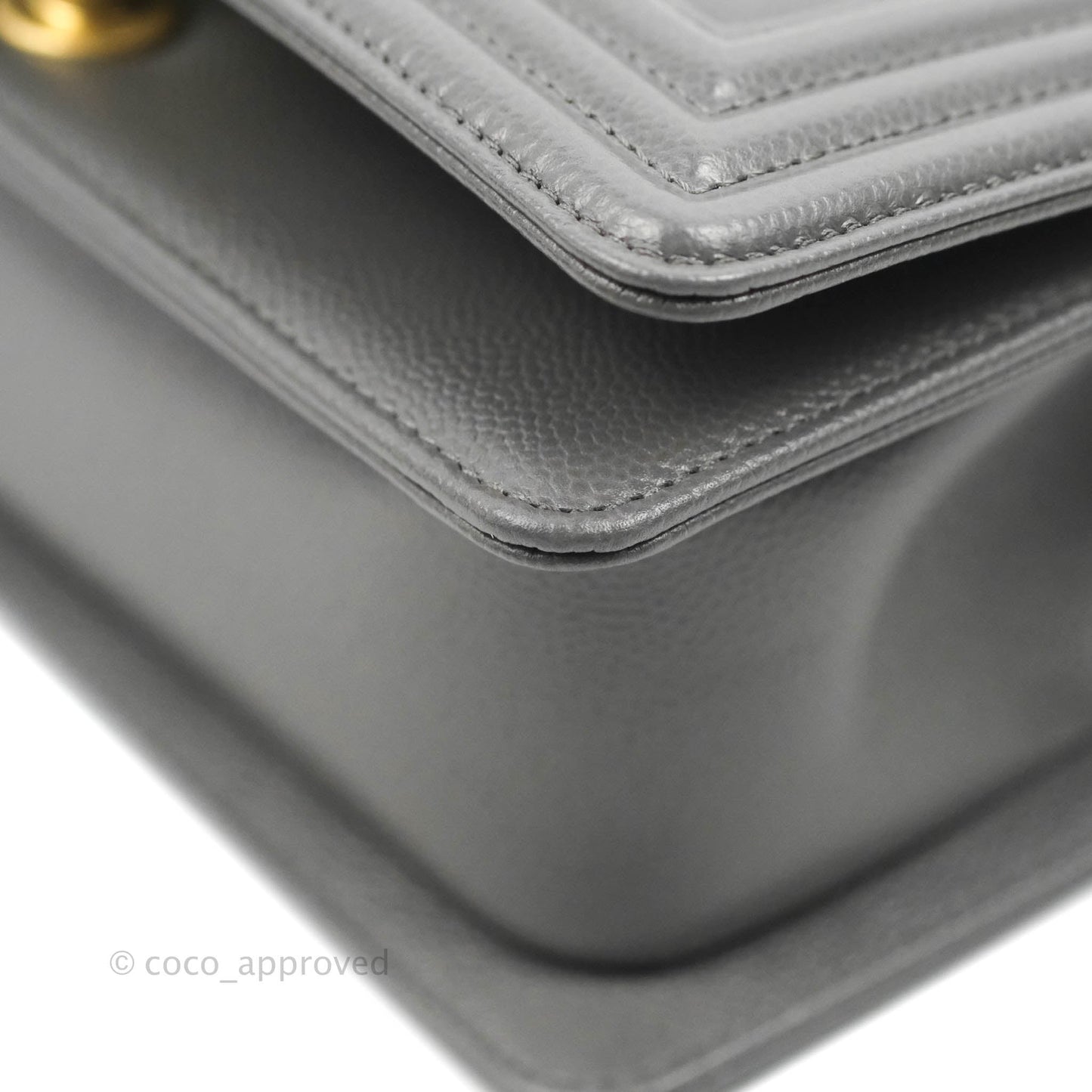 Chanel Small Boy Dark Grey Caviar Aged Gold Hardware