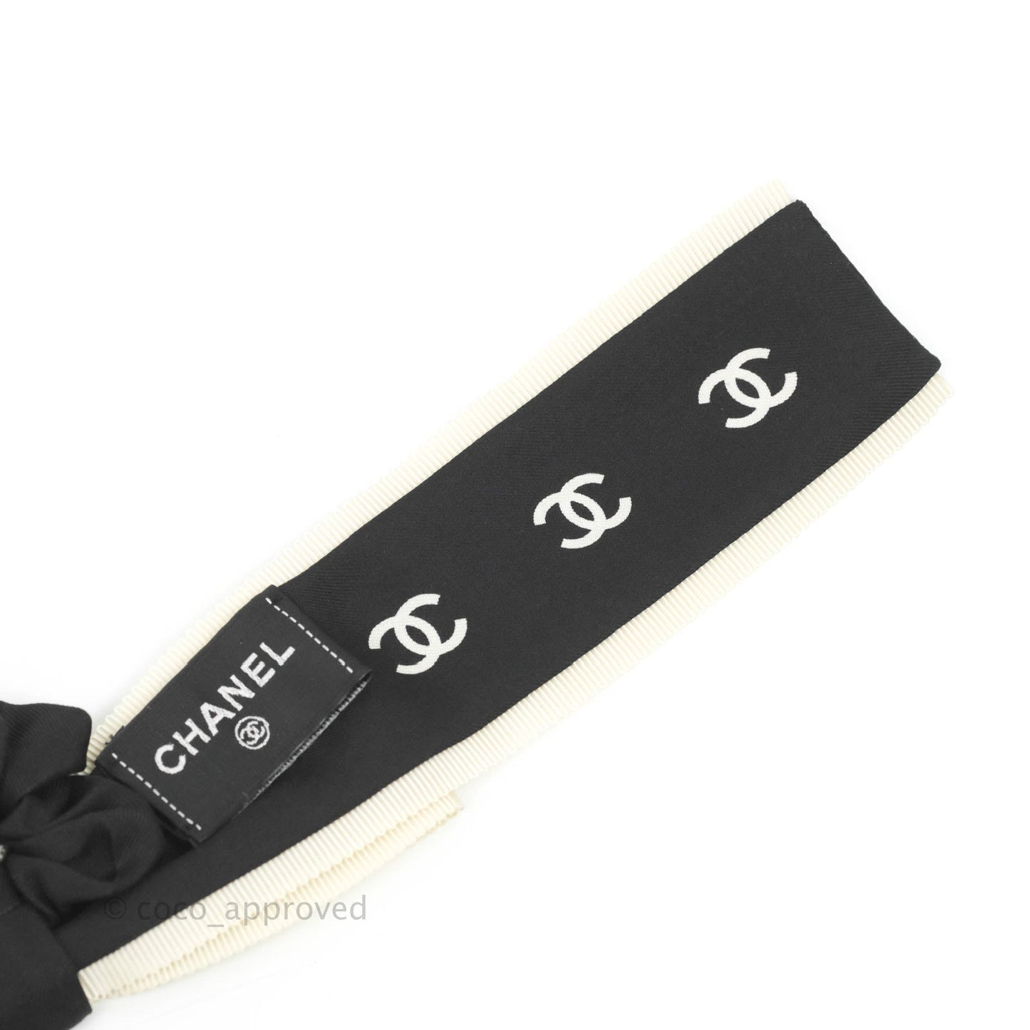 Chanel Bow Silk Hair Accessory Ivory & Black