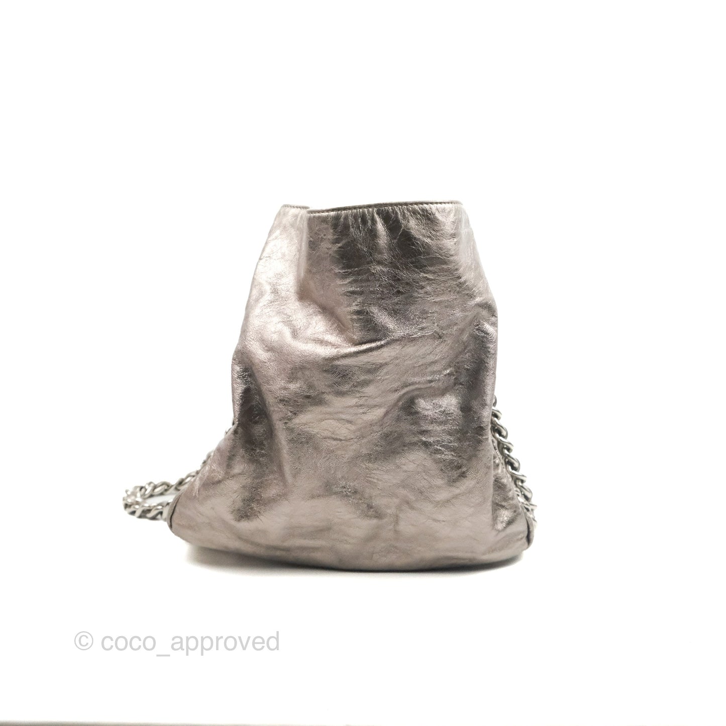 Chanel Metallic Cracked Calfskin Modern Chain Tote Silver