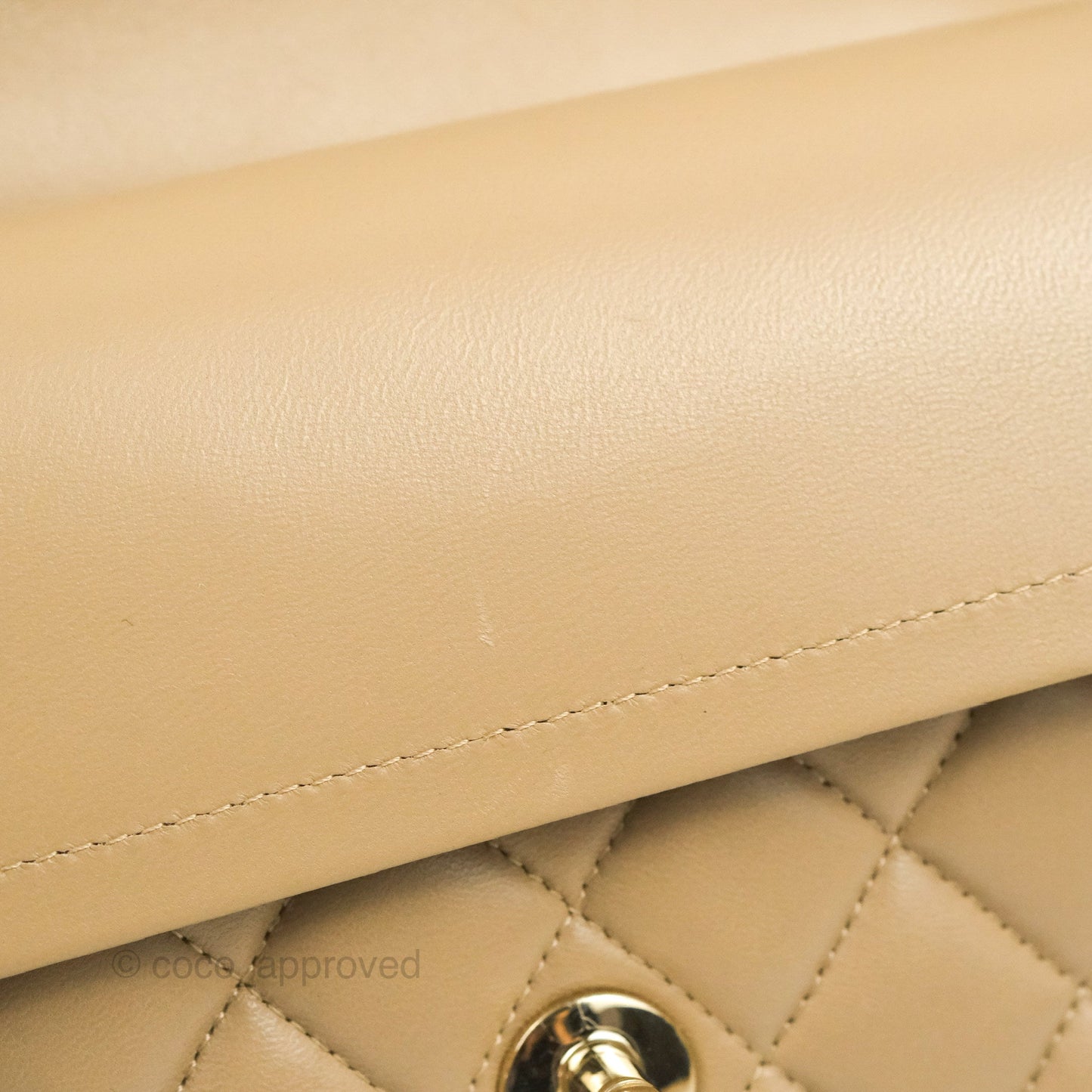 Chanel Small Classic Quilted Flap Dark Beige Lambskin Gold Hardware