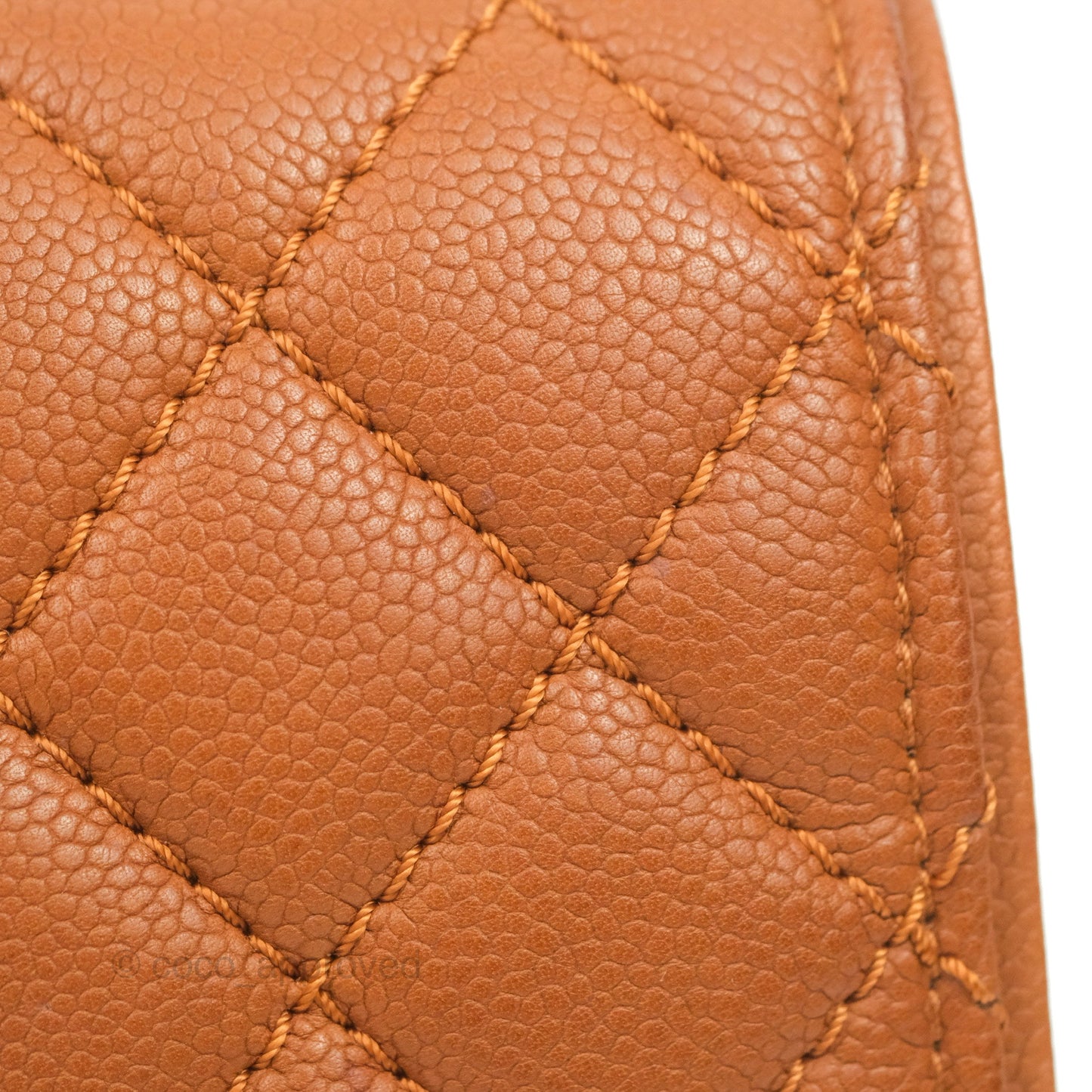 Chanel Flap Bag Quilted Caramel Brown Caviar Ruthenium Hardware