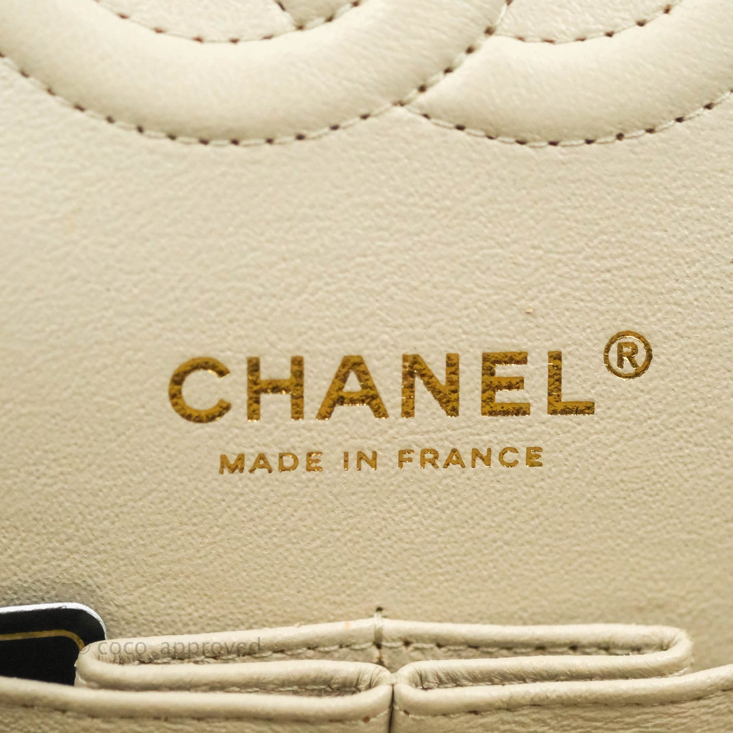 Chanel Classic M/L Medium Double Flap Chevron Ivory Caviar Gold Hardware