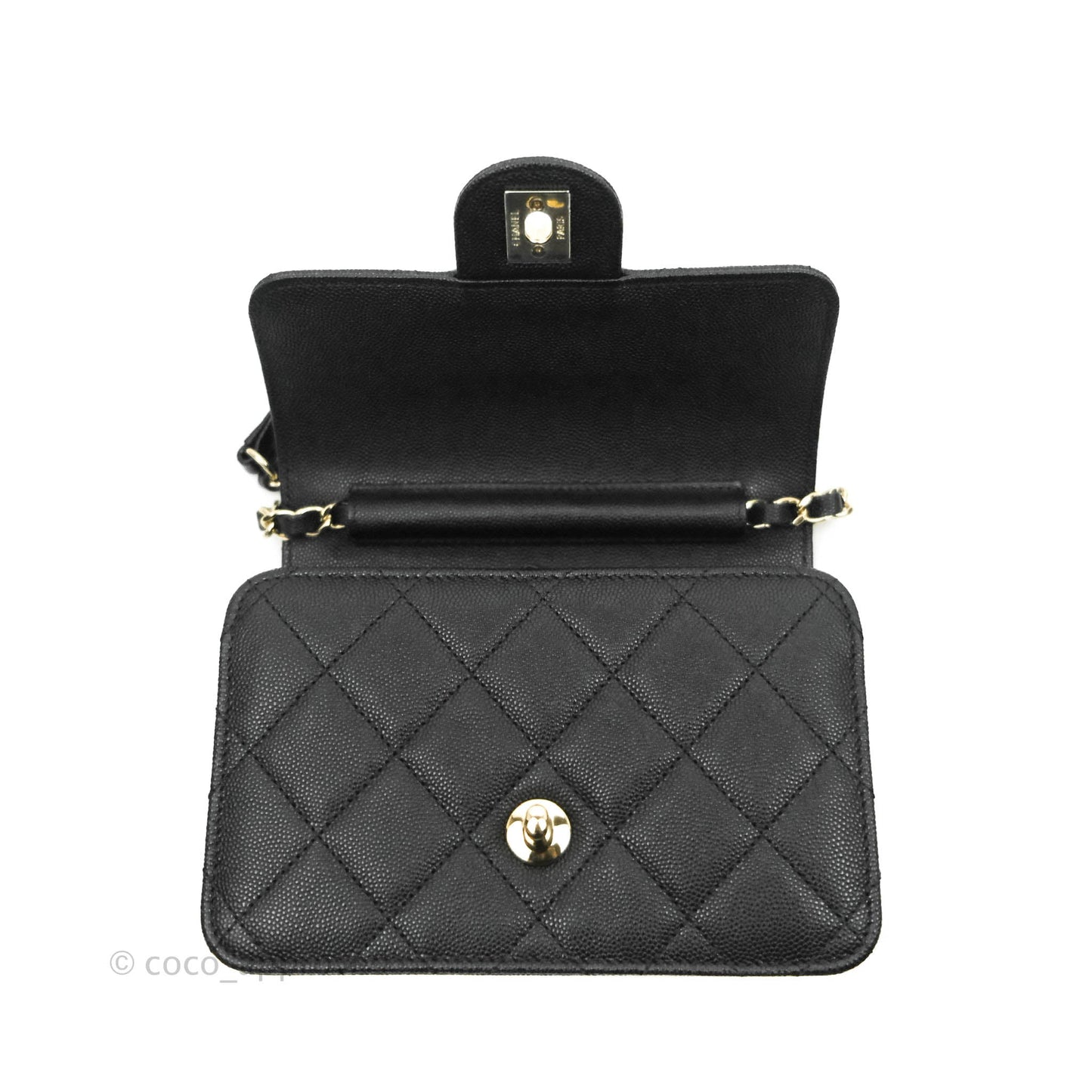 Chanel Quilted Small Like The Wallet Flap Black Caviar Light Gold Hardware 22C