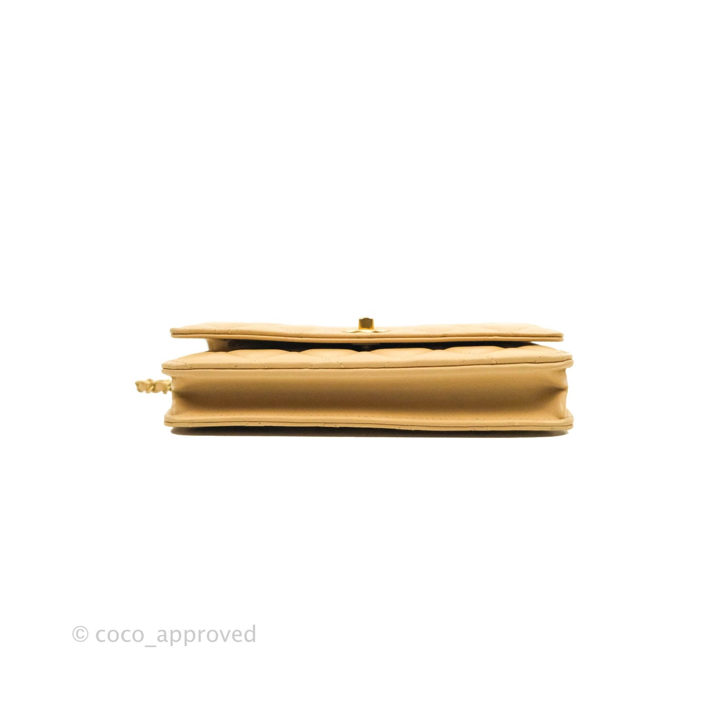 Chanel Quilted Pearl Crush Wallet on Chain WOC Beige Lambskin Aged Gold Hardware