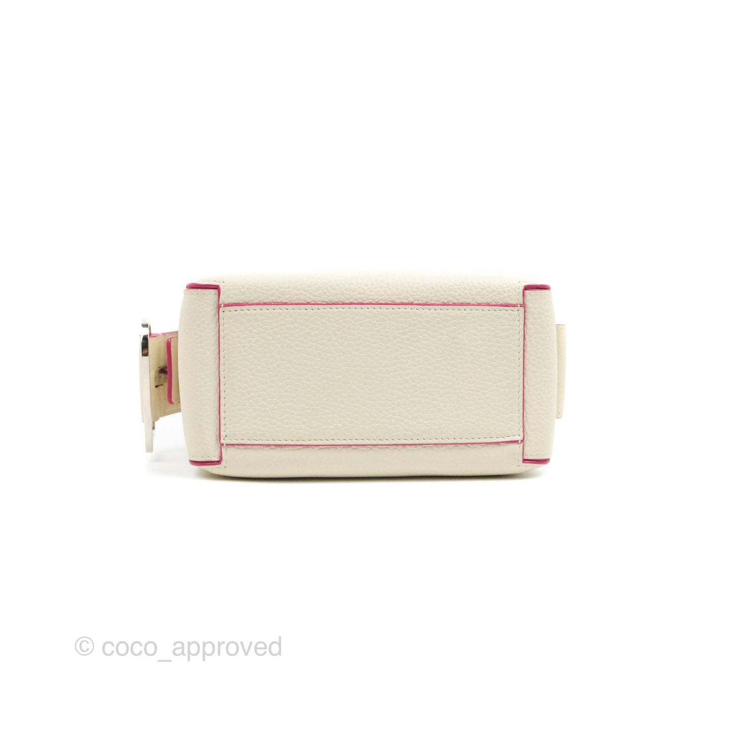 Delvaux Cool Box Mini Taurillon Soft Grained Calfskin White/Fuchsia