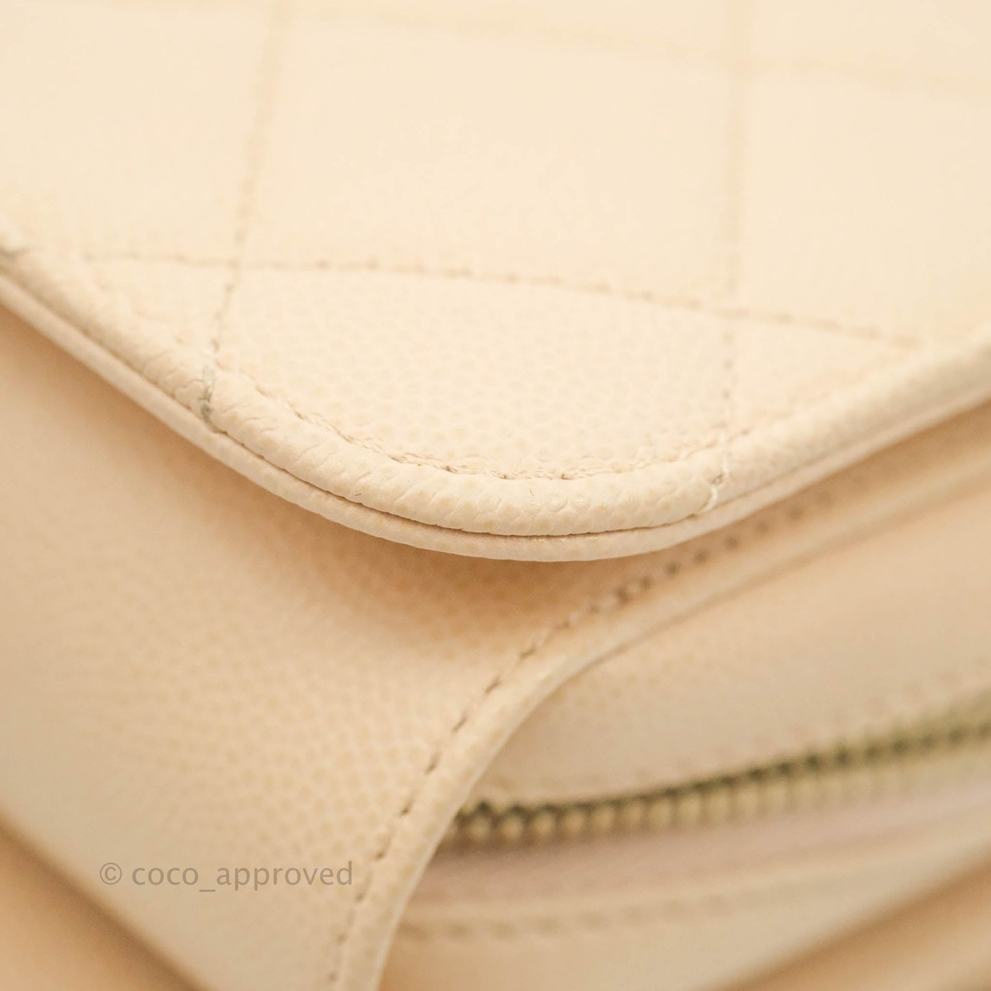 Chanel Quilted Like The Wallet Medium Flap Light Beige Caviar Gold Hardware 22C