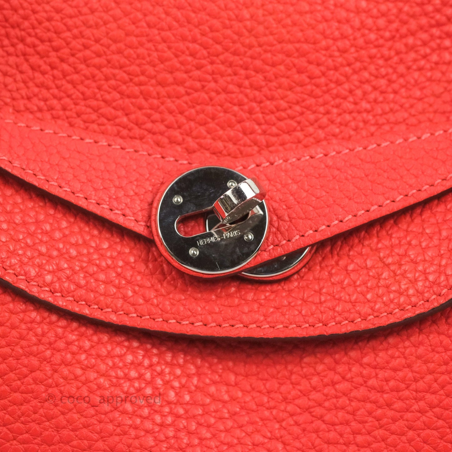 Hermès Lindy 30 Red Clemence Palladium Hardware