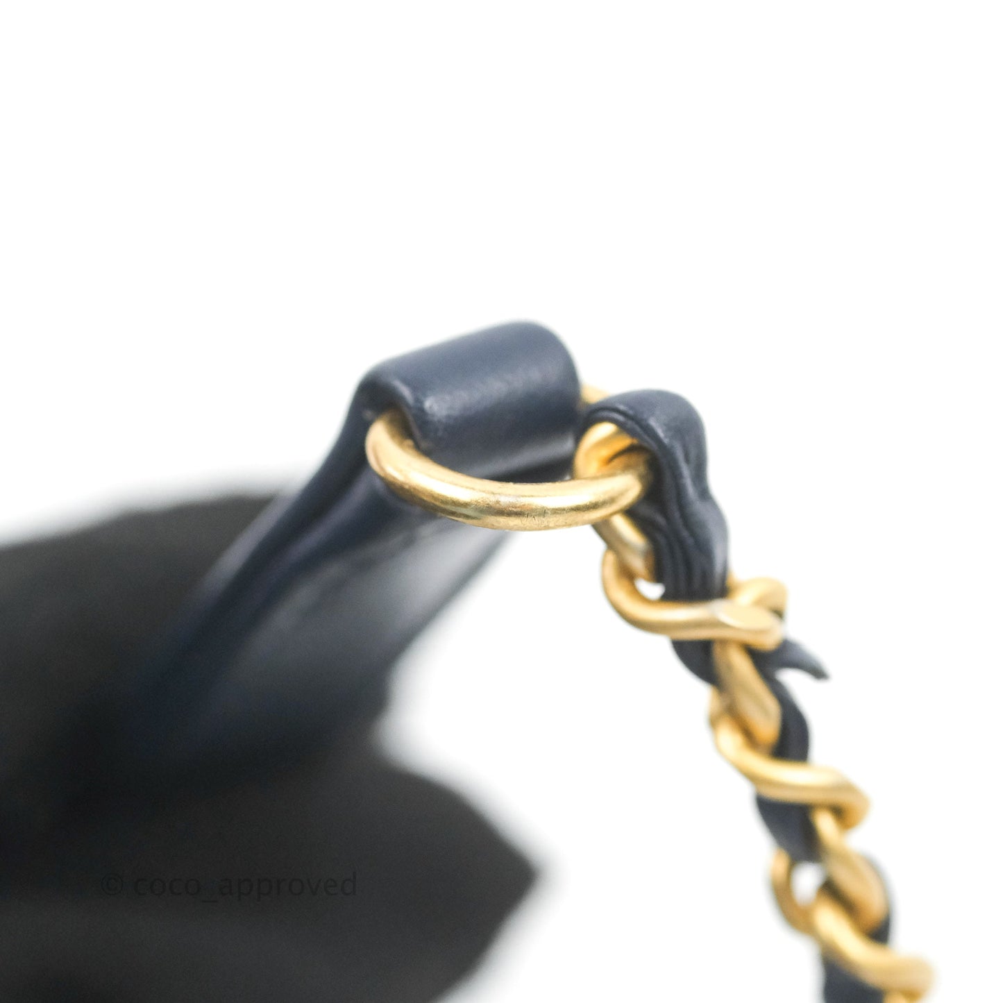 Chanel Quilted Small CC Filigree Vanity Case Navy Caviar Gold Hardware