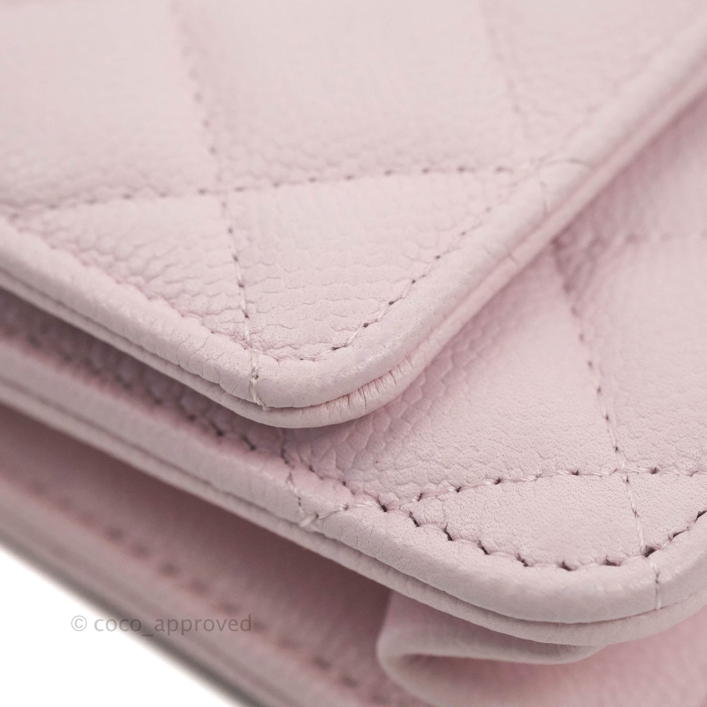 Chanel Quilted CC Chain Wallet on Chain WOC Light Pink Caviar Gold Hardware 22P