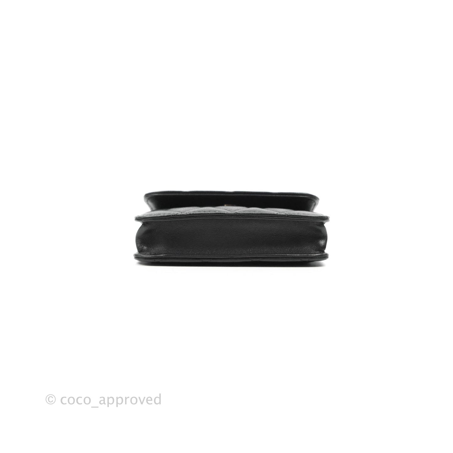 Chanel Pearl Crush Card Holder Black Lambskin Aged Gold Hardware