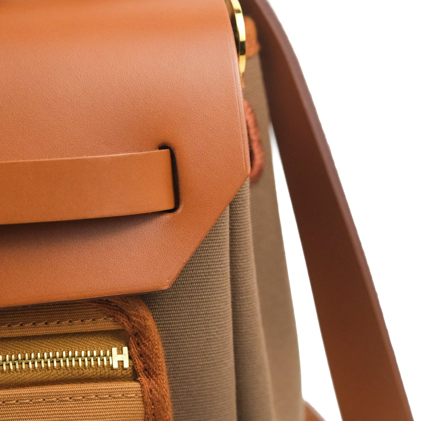 Hermès Retourne Herbag Zip 31 Etoupe-Dune/Fauve Canvas Gold Hardware
