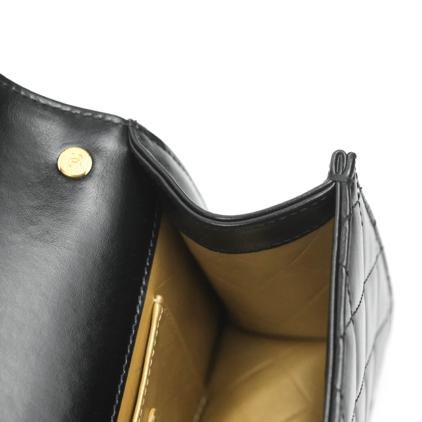 Chanel Mini Flap Bag Black Calfskin Aged Gold Hardware 21B