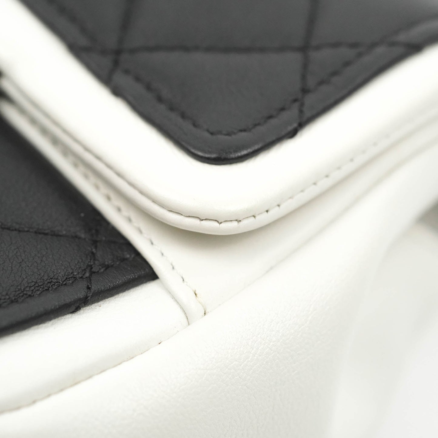 Chanel Quilted Graphic Mini Flap Bag Black White Gold Hardware