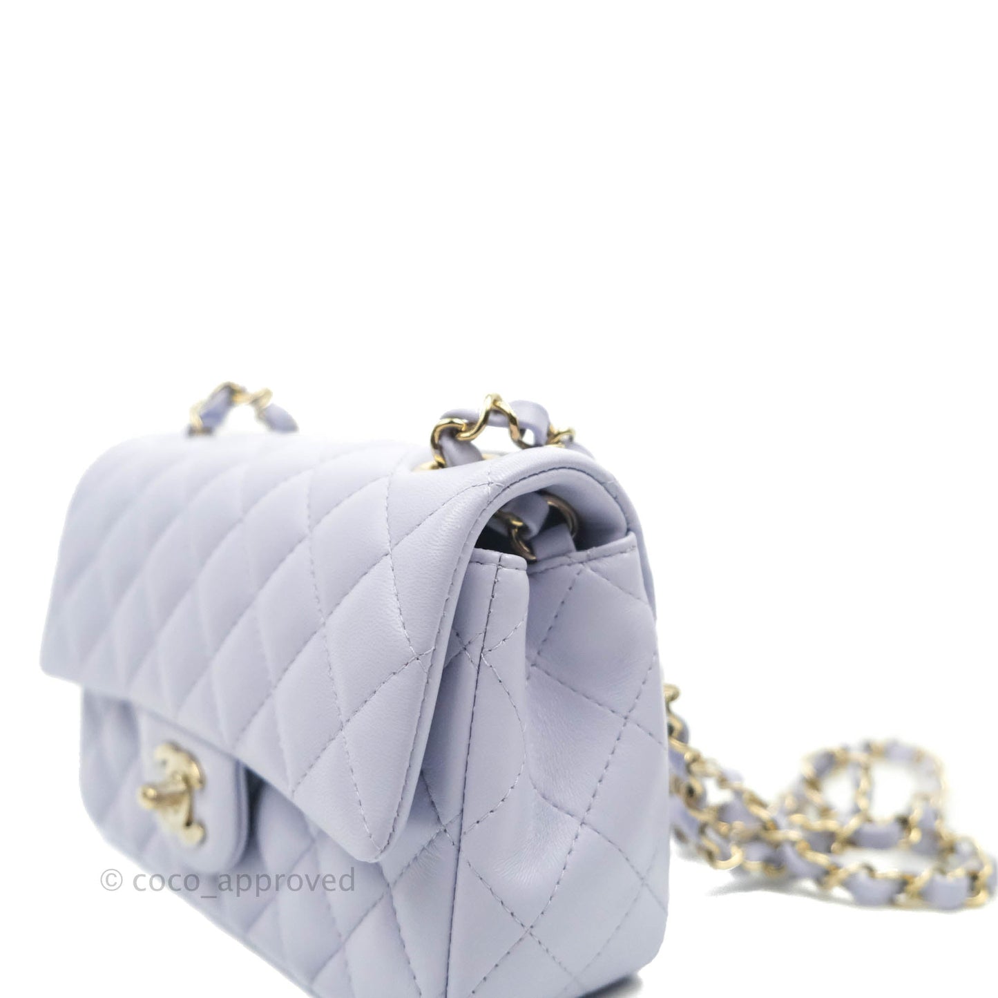 Chanel Quilted Mini Rectangular Lilac Lambskin Gold Hardware 21K